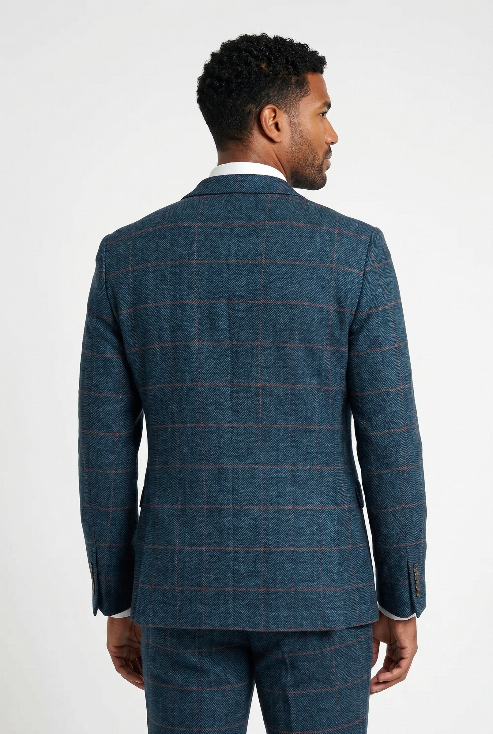 Men's Eton Navy Check Tweed Blazer | Blackstone London