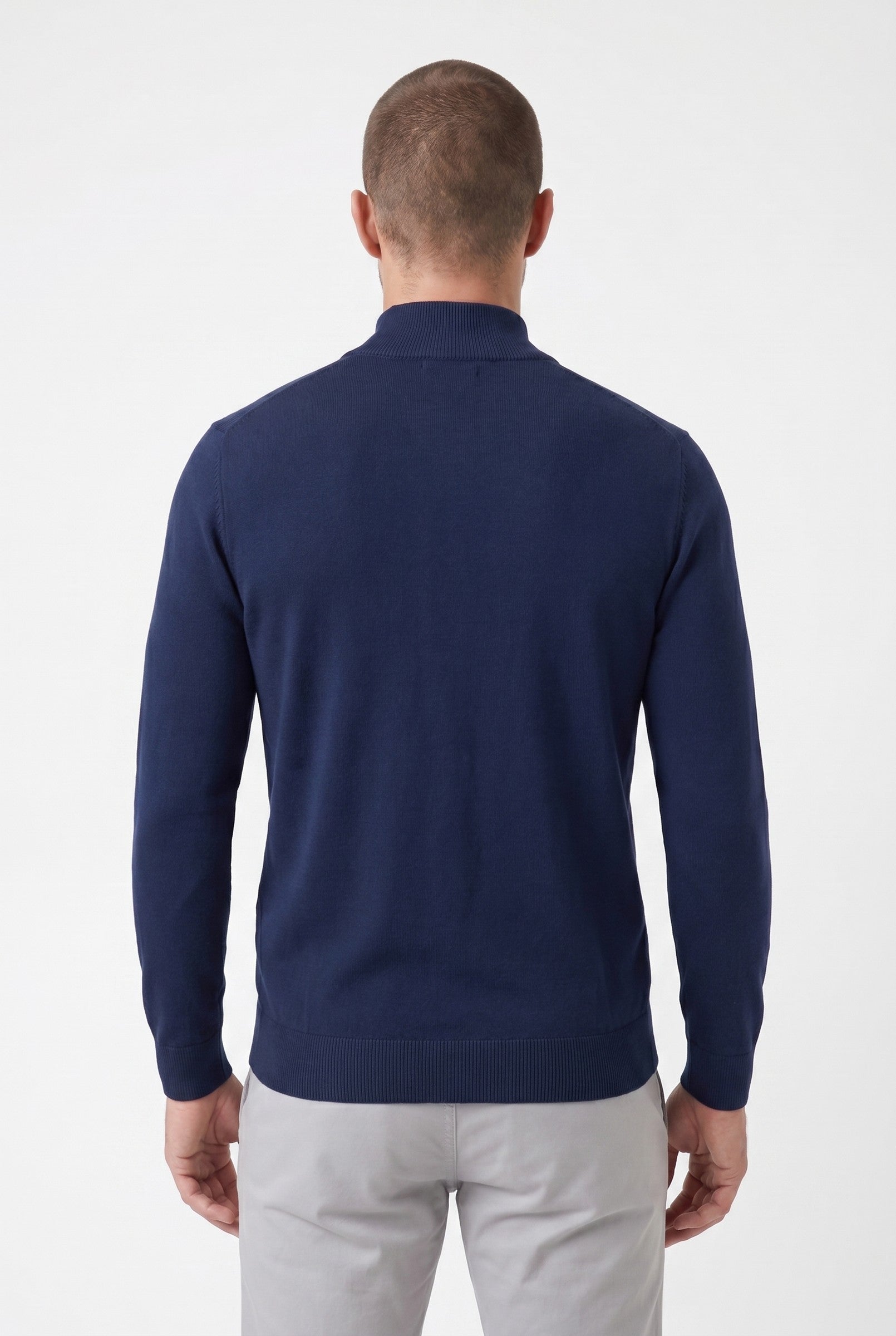 Men's Cotton Knitted Half-Zip Funnel | Blackstone London