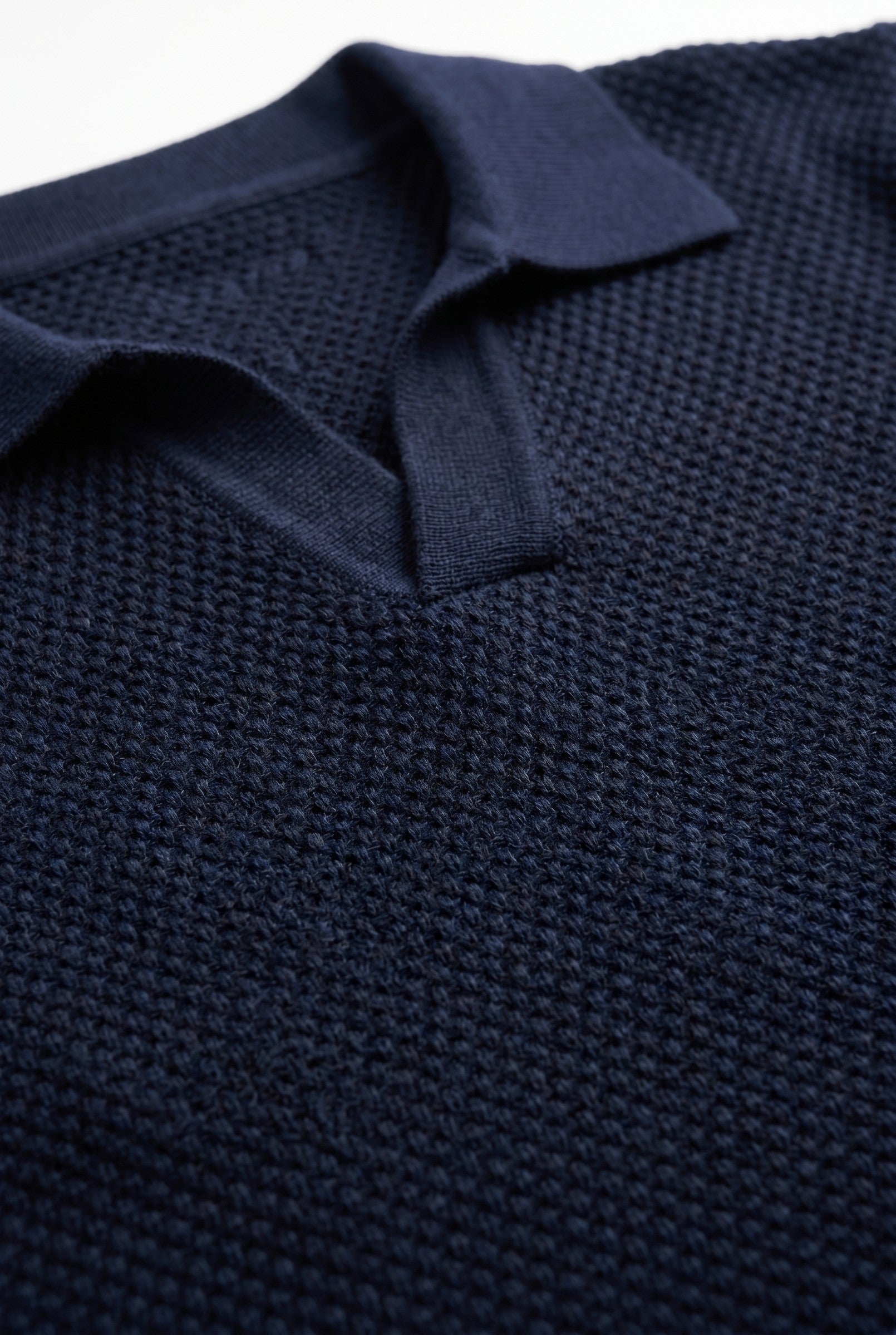 Men's Textured Knitted Open Collar Polo | Blackstone London