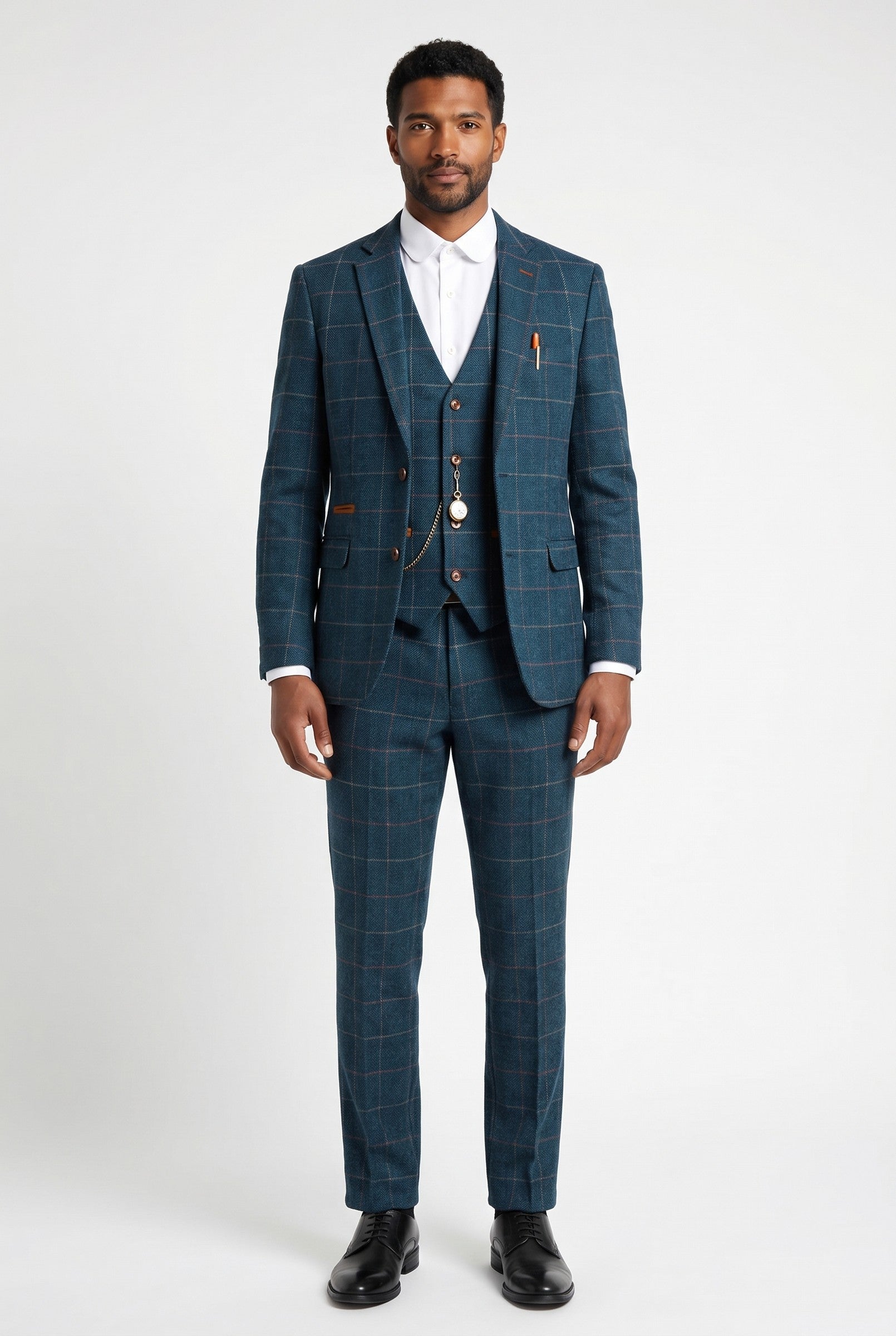 Men's Eton Navy Check Tweed Blazer | Blackstone London