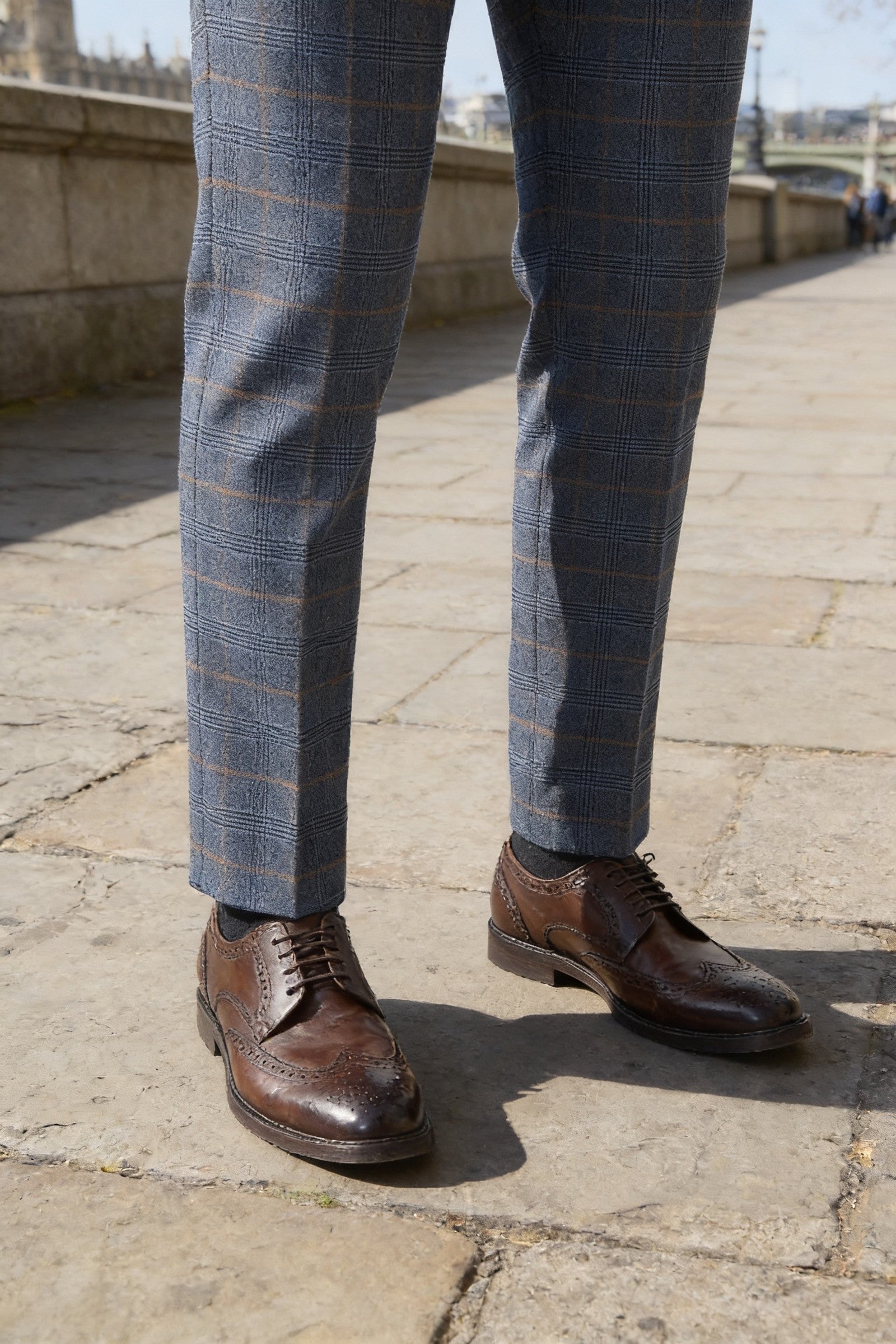 Men's Jenson Prince of Wales Check Trousers | Blackstone London