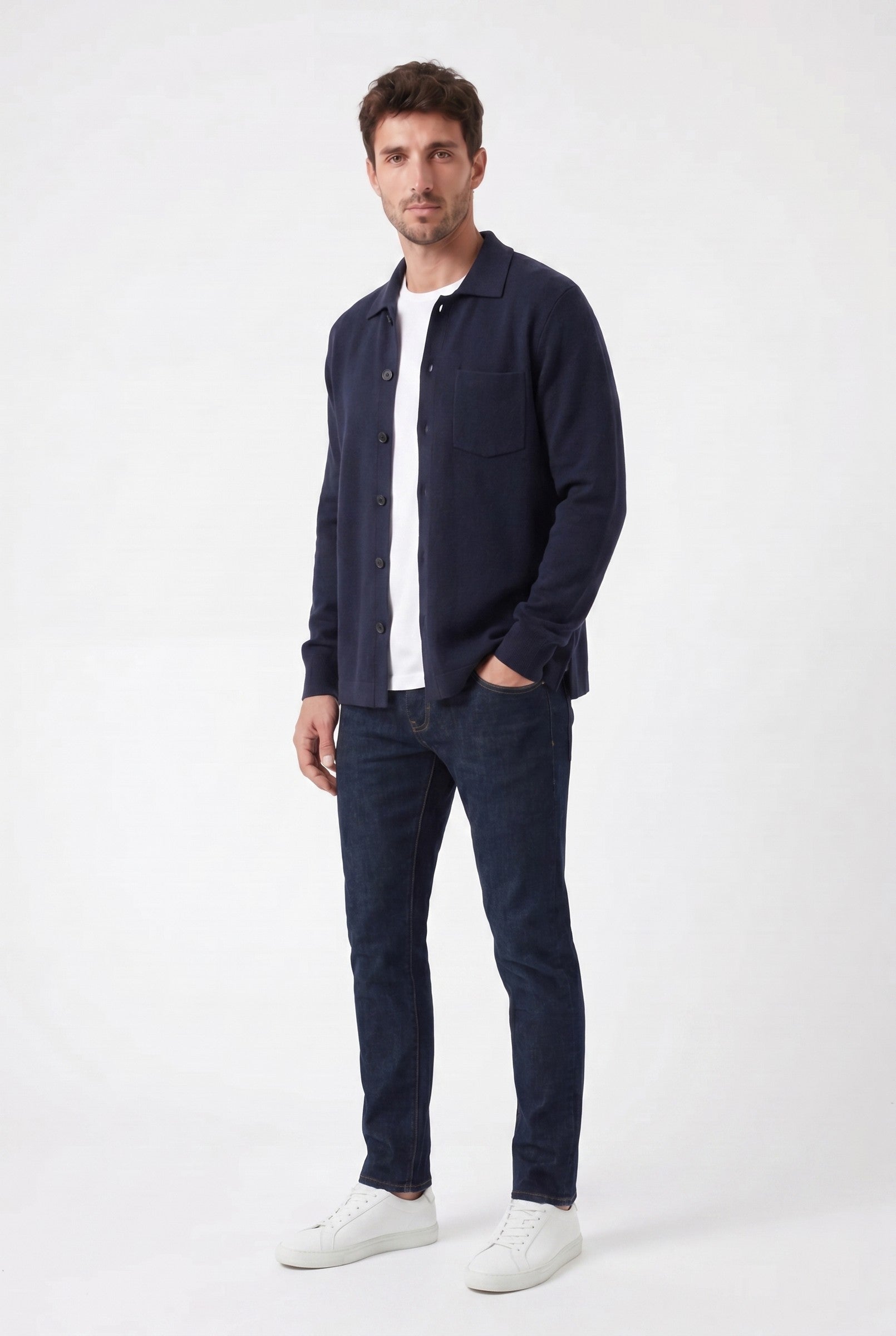 Men's Long Sleeve Knit Polo Shirt | Blackstone London