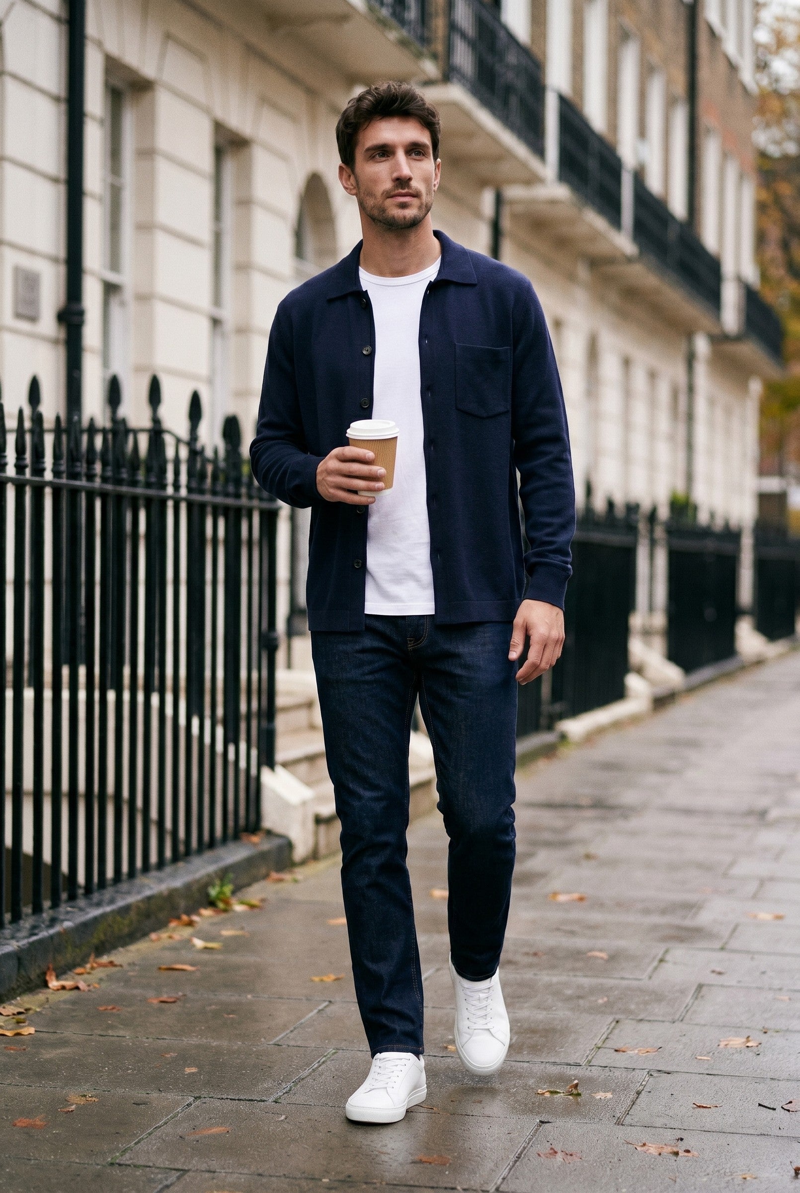 Men's Long Sleeve Knit Polo Shirt | Blackstone London