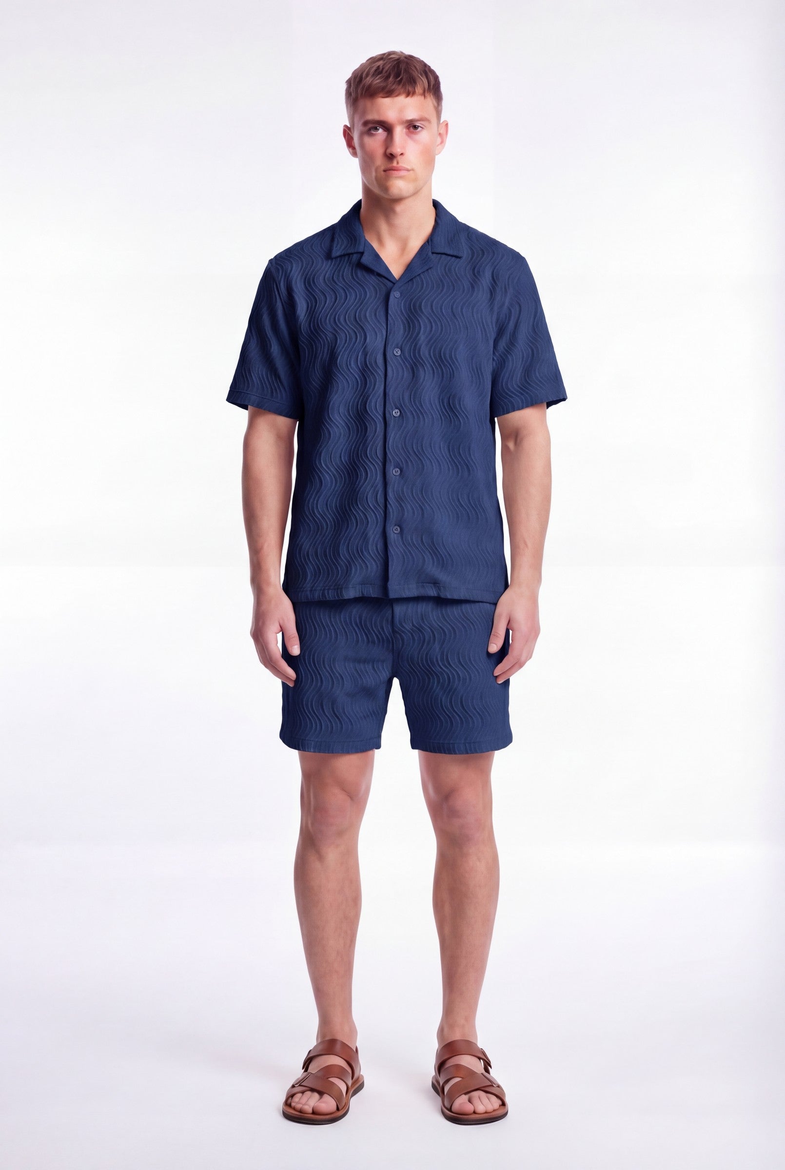 Men's Wave Textured Drawstring Shorts | Blackstone London