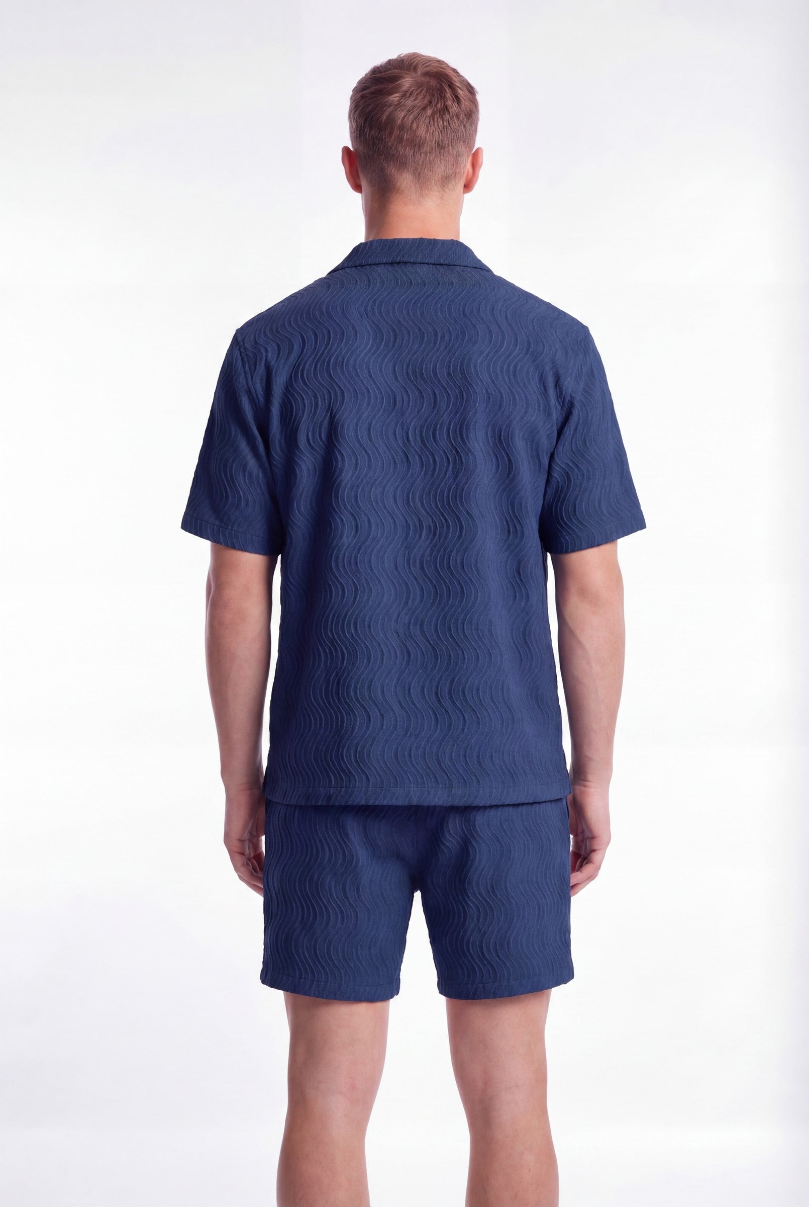 Men's Wave Textured Camp Collar Shirt | Blackstone London