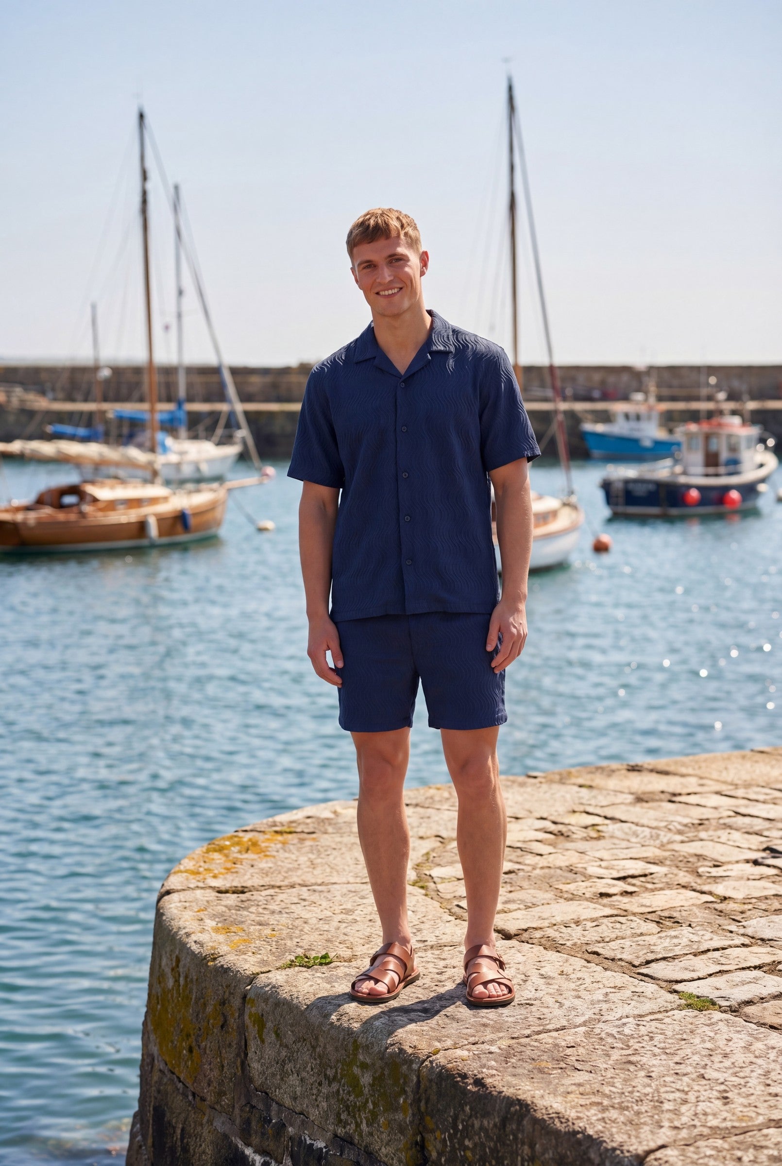 Men's Wave Textured Drawstring Shorts | Blackstone London