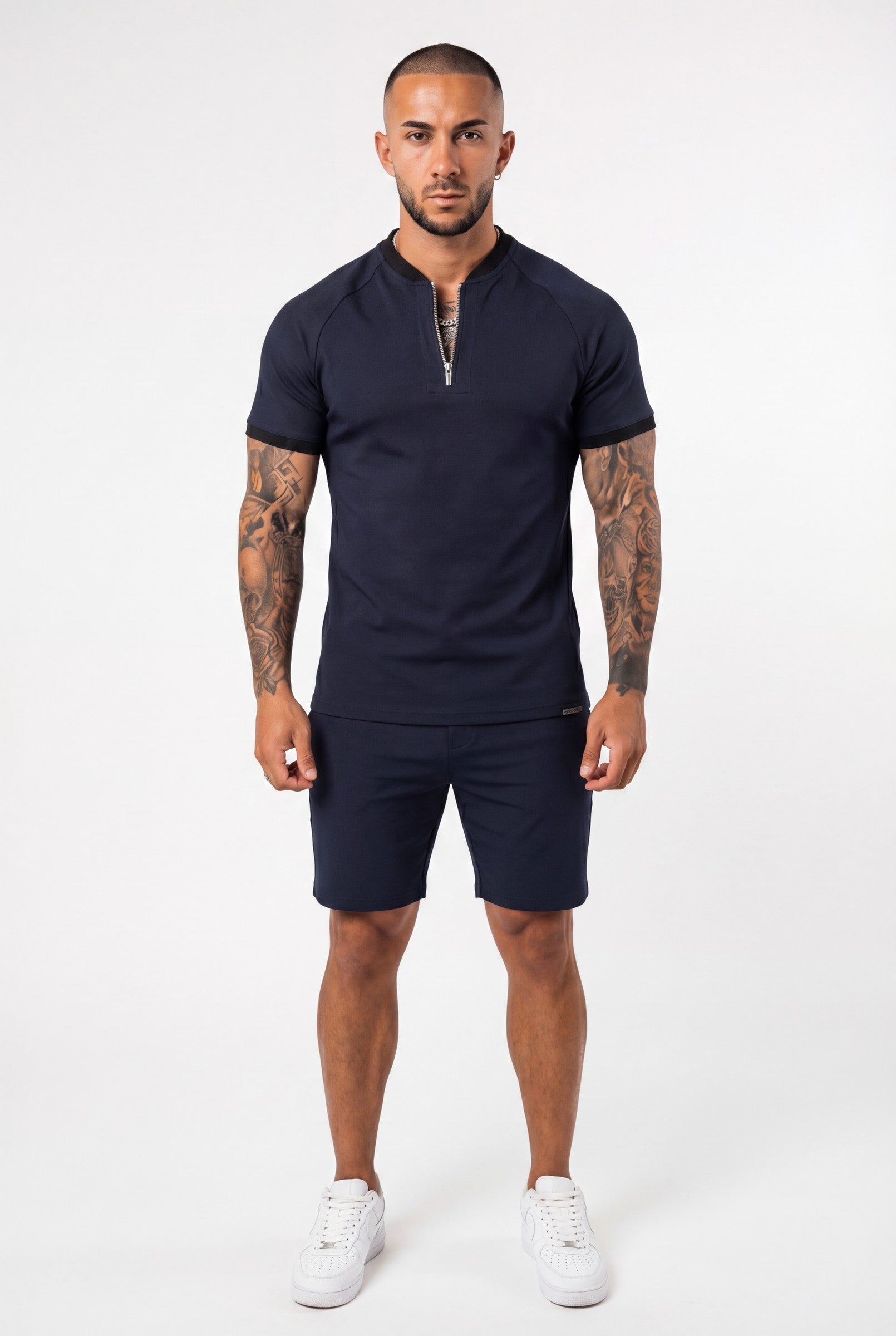 Men's Premium Zip Placket Slim Fit Polo T-Shirt | Blackstone London