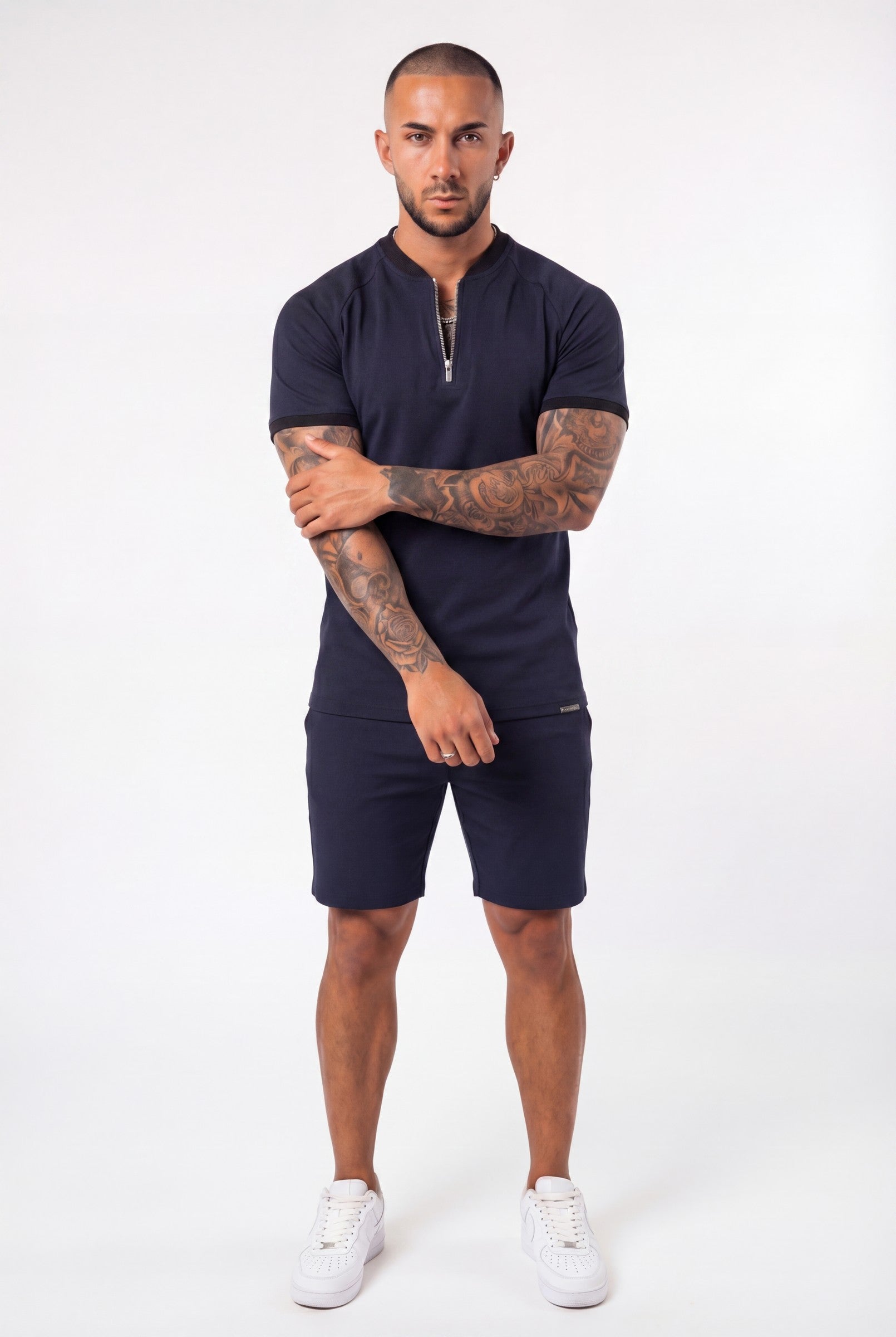 Men's Premium Zip Placket Slim Fit Polo T-Shirt | Blackstone London