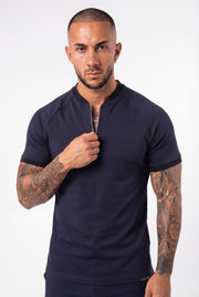 Men's Premium Zip Placket Slim Fit Polo T-Shirt | Blackstone London