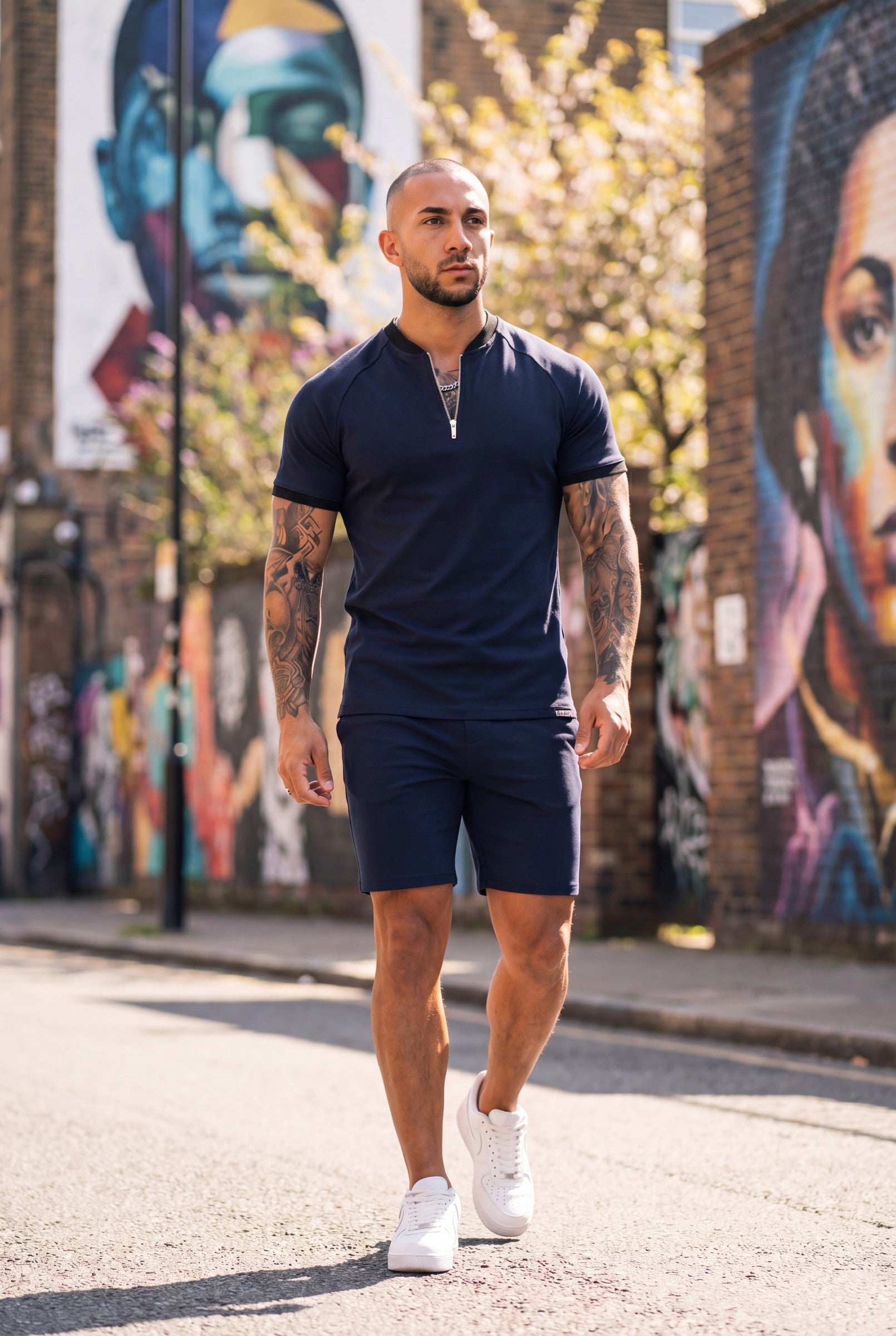 Men's Premium Zip Placket Slim Fit Polo T-Shirt | Blackstone London