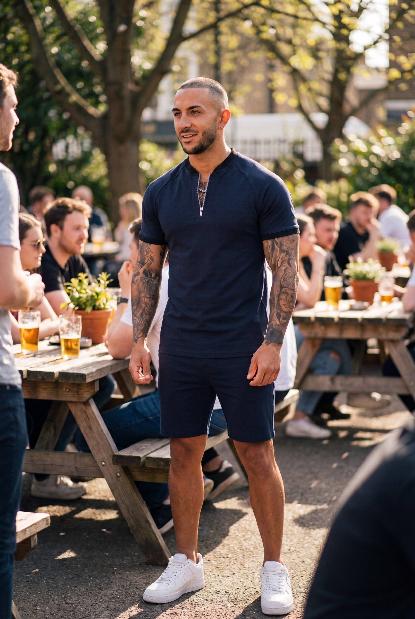 Men's Premium Zip Placket Slim Fit Polo T-Shirt | Blackstone London
