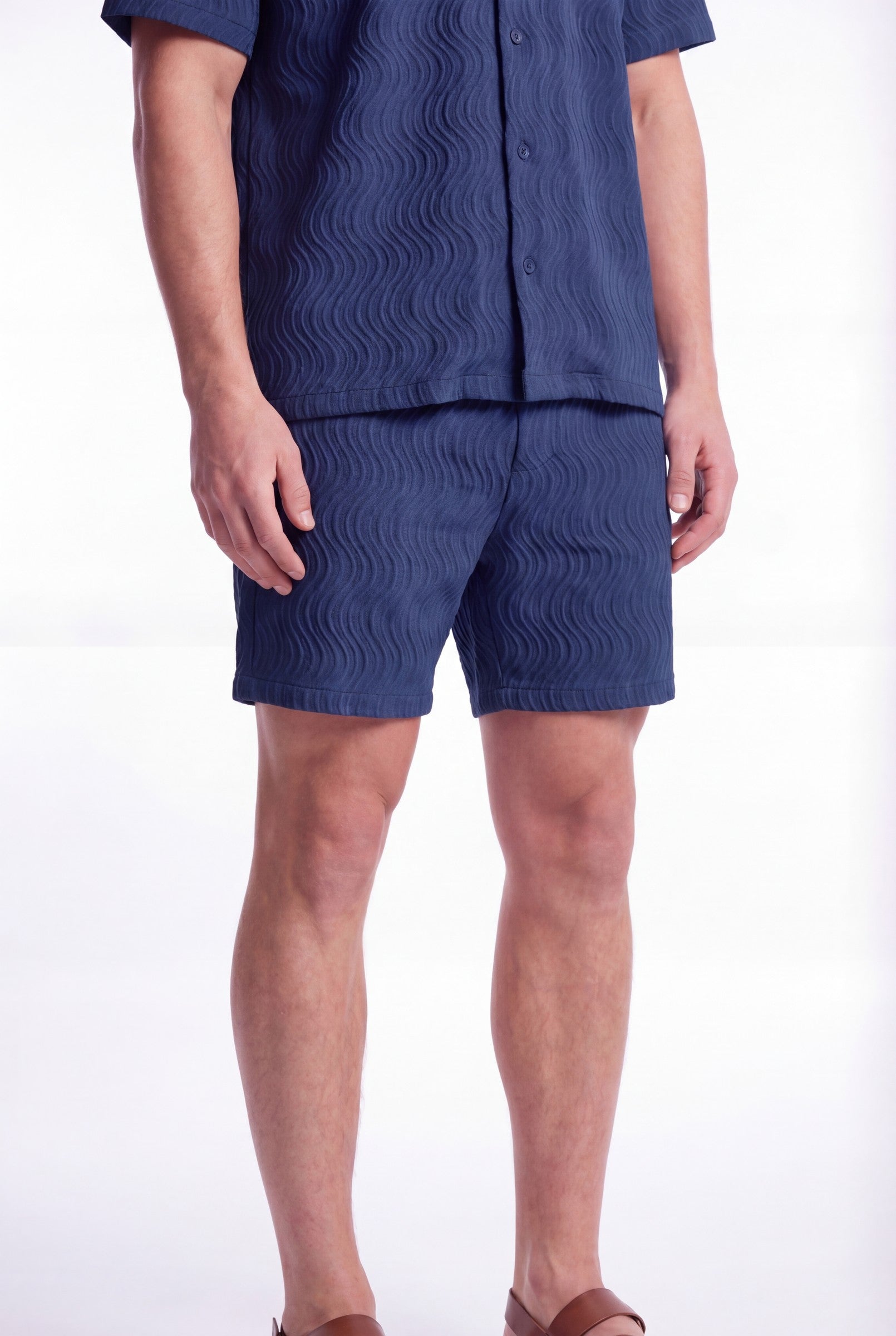Men's Wave Textured Drawstring Shorts | Blackstone London