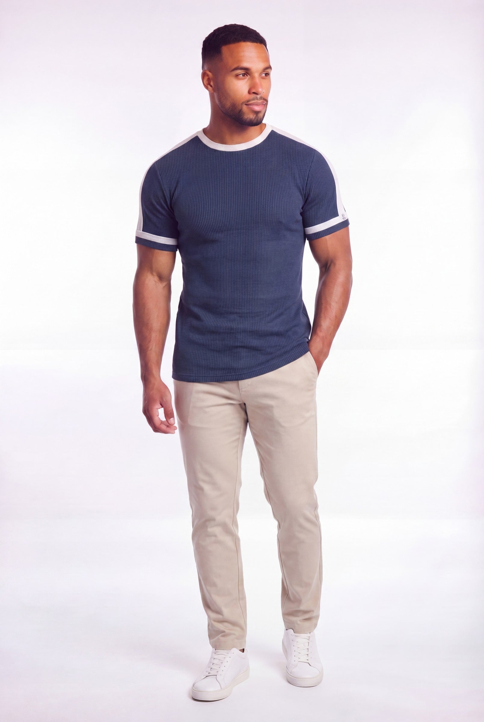 Men's Textured Ringer Crewneck T-Shirt | Blackstone London