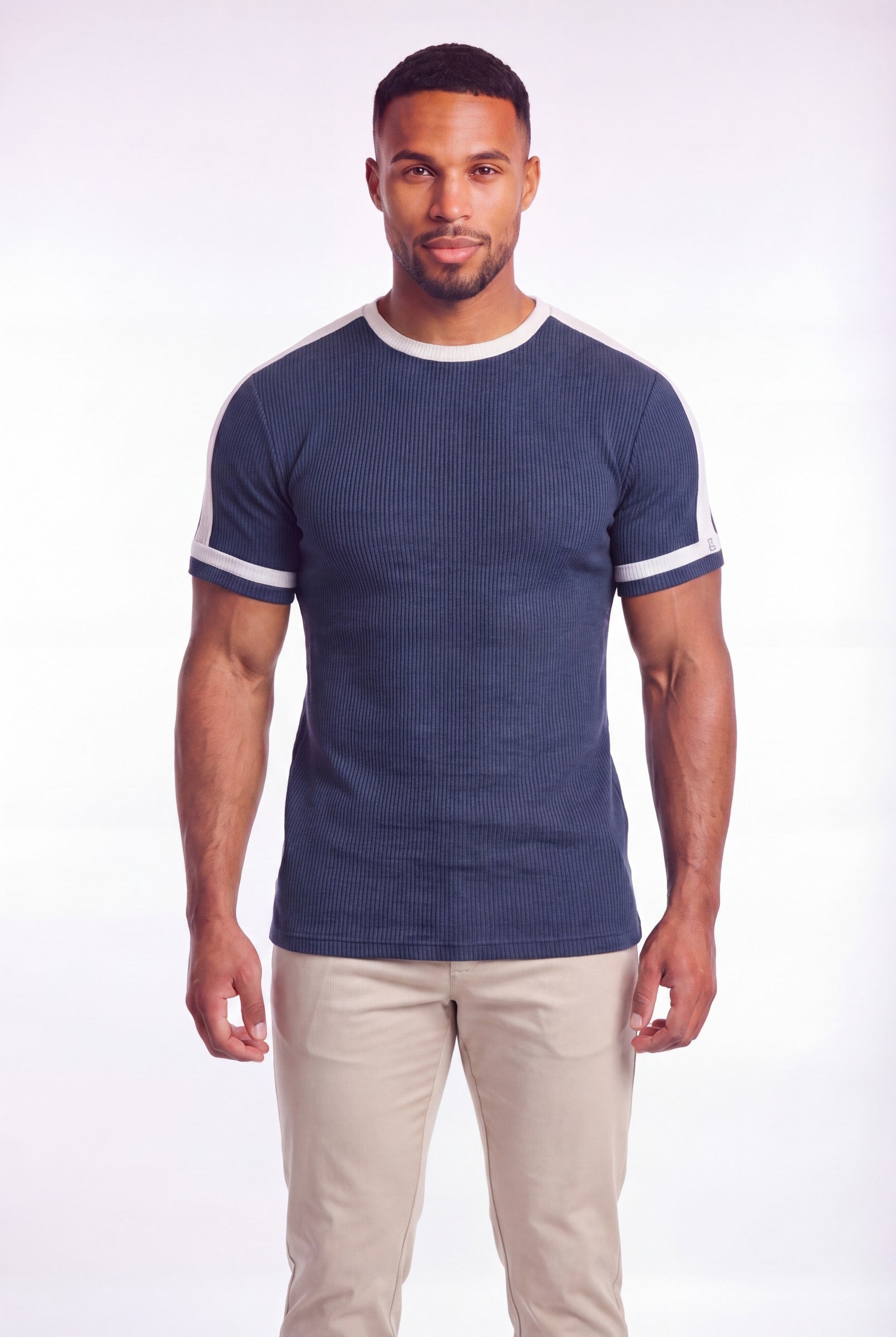 Men's Textured Ringer Crewneck T-Shirt | Blackstone London