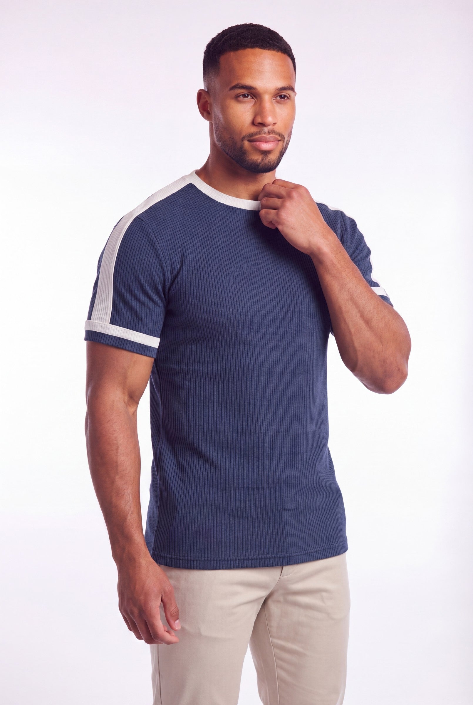 Men's Textured Ringer Crewneck T-Shirt | Blackstone London