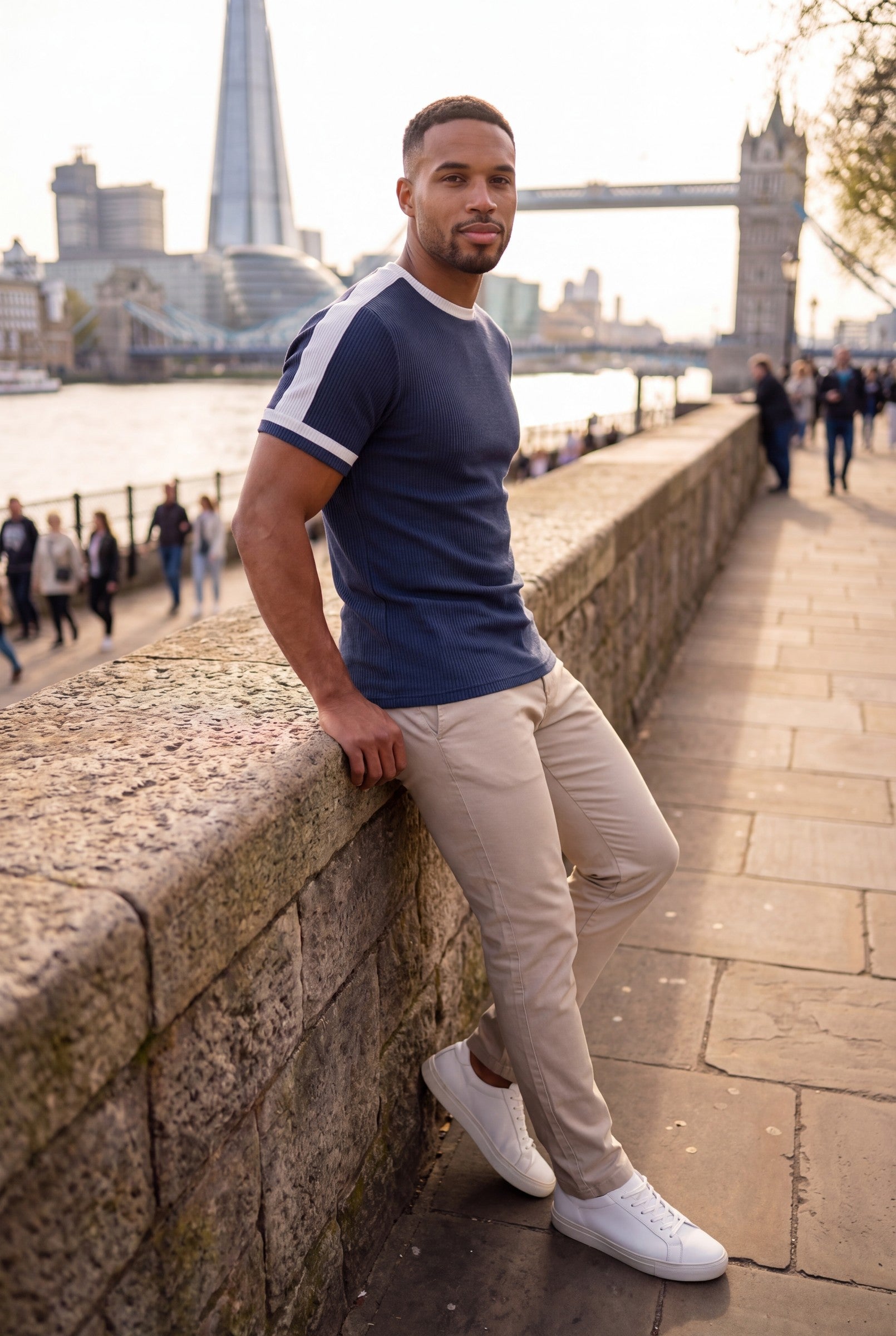 Men's Textured Ringer Crewneck T-Shirt | Blackstone London