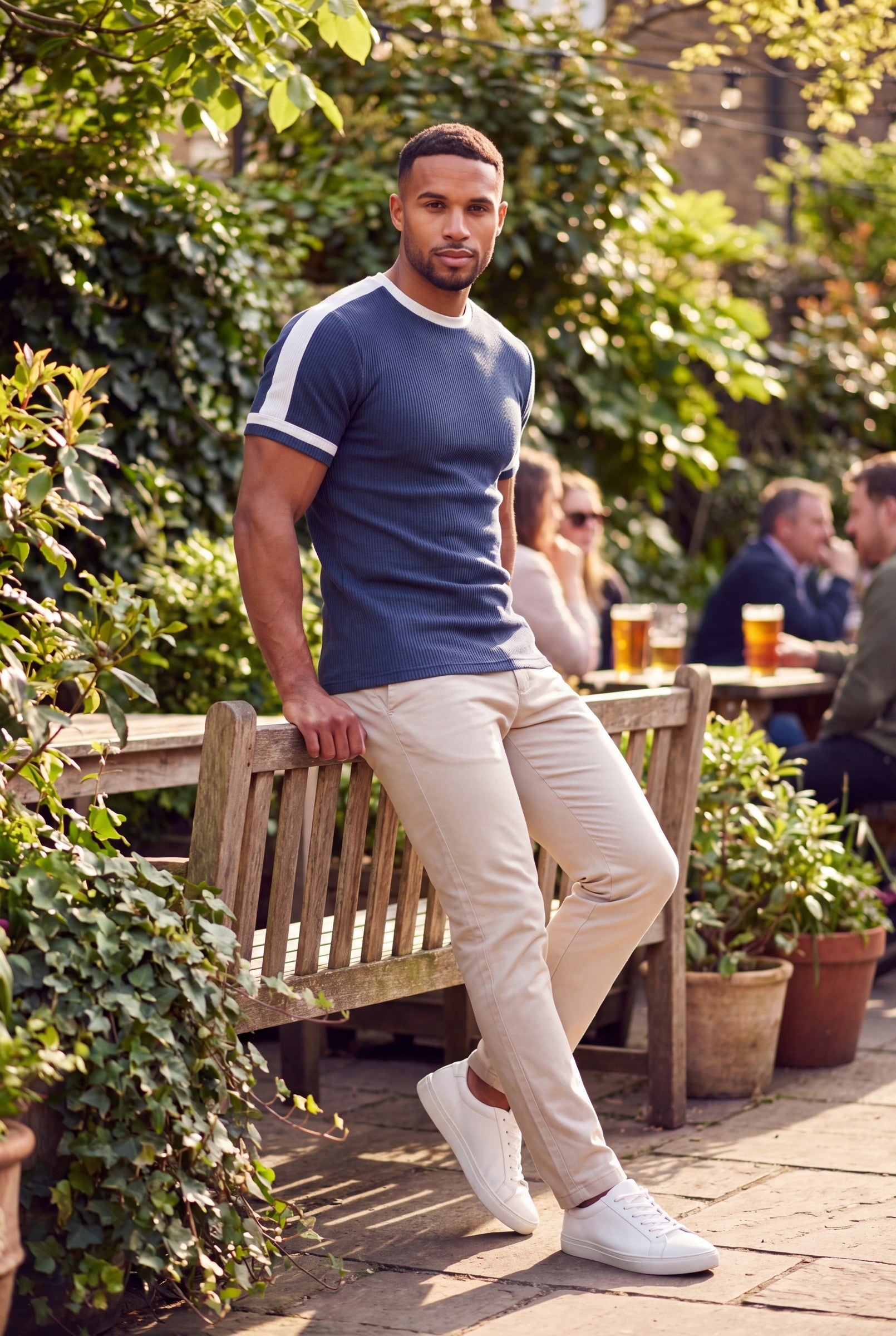Men's Textured Ringer Crewneck T-Shirt | Blackstone London