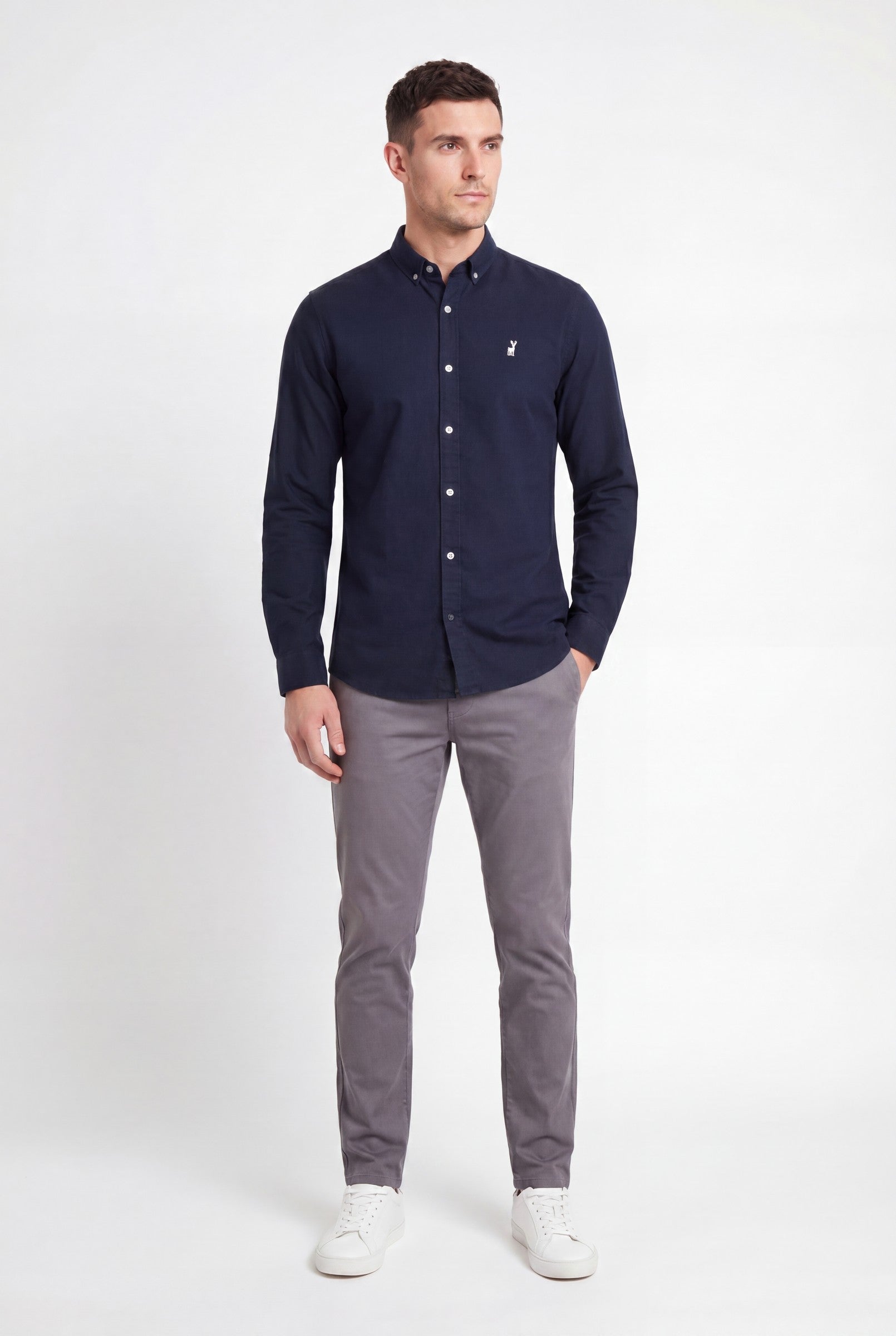 Men's Cotton Twill Long Sleeve Button Down Shirt | Blackstone London