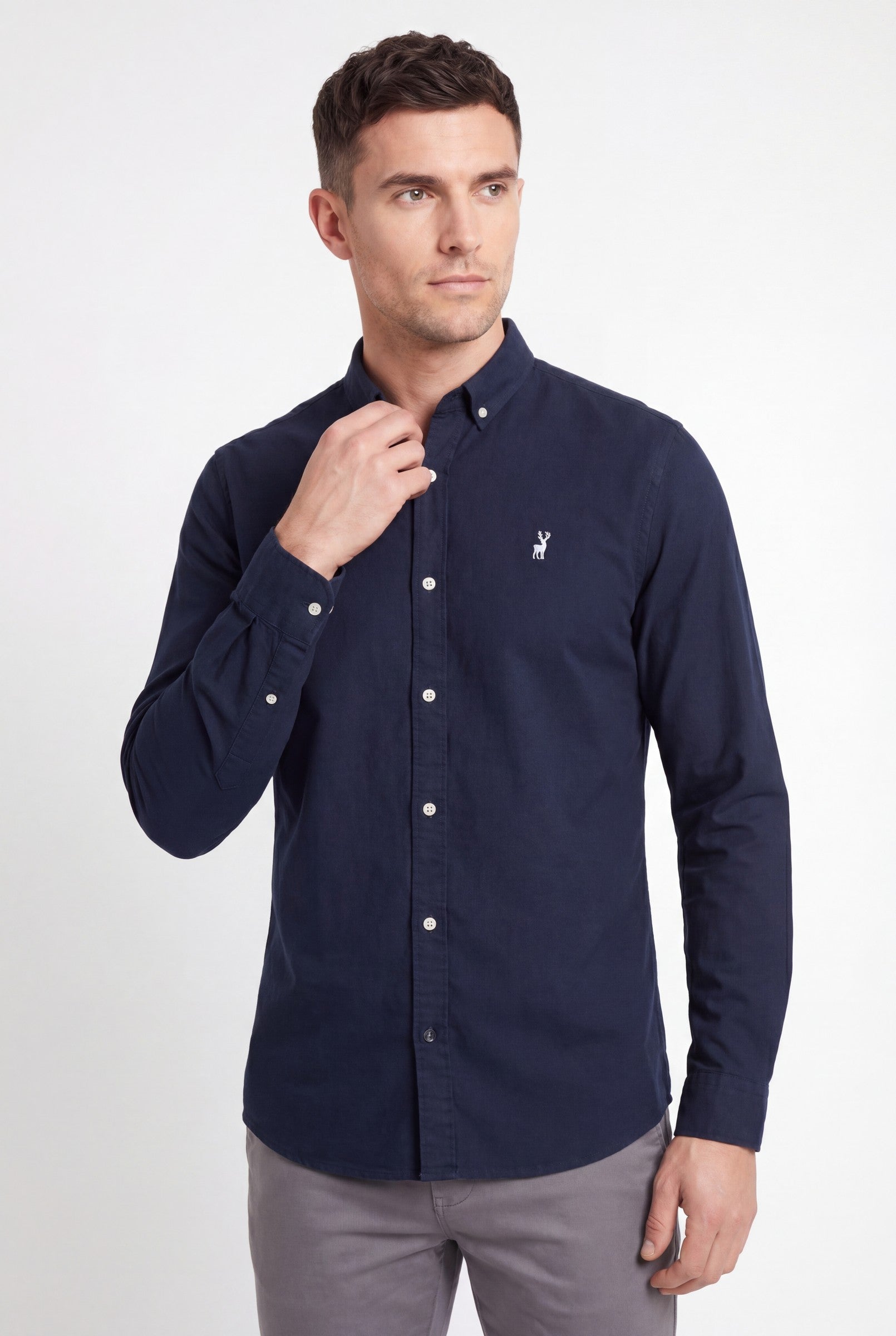 Men's Cotton Twill Long Sleeve Button Down Shirt | Blackstone London