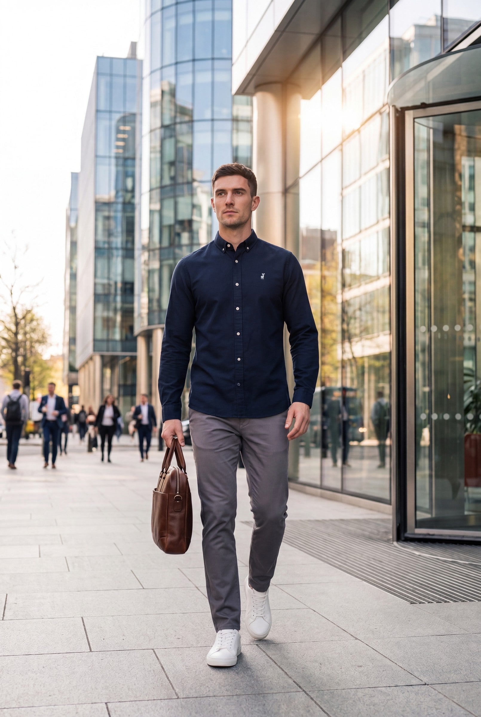 Men's Cotton Twill Long Sleeve Button Down Shirt | Blackstone London