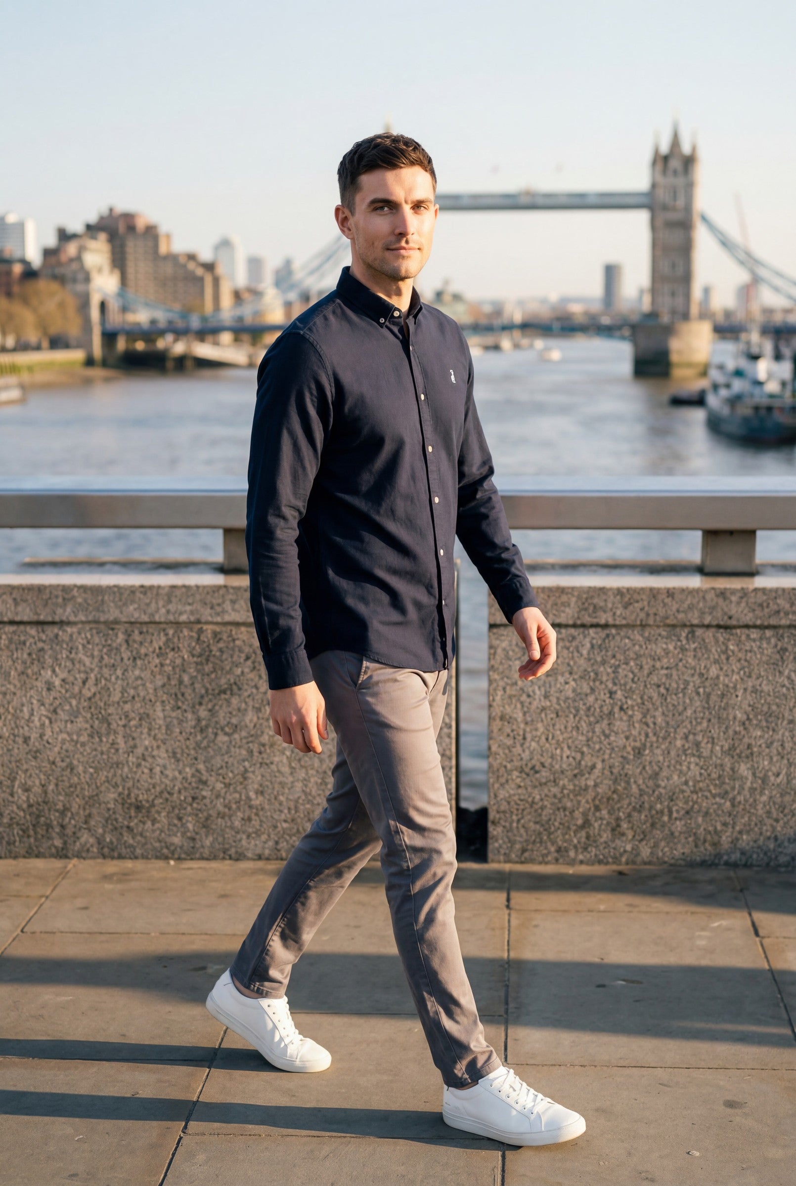 Men's Cotton Twill Long Sleeve Button Down Shirt | Blackstone London
