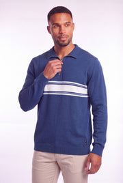 Men's Cotton Silk Quarter Zip Polo Sweater | Blackstone London