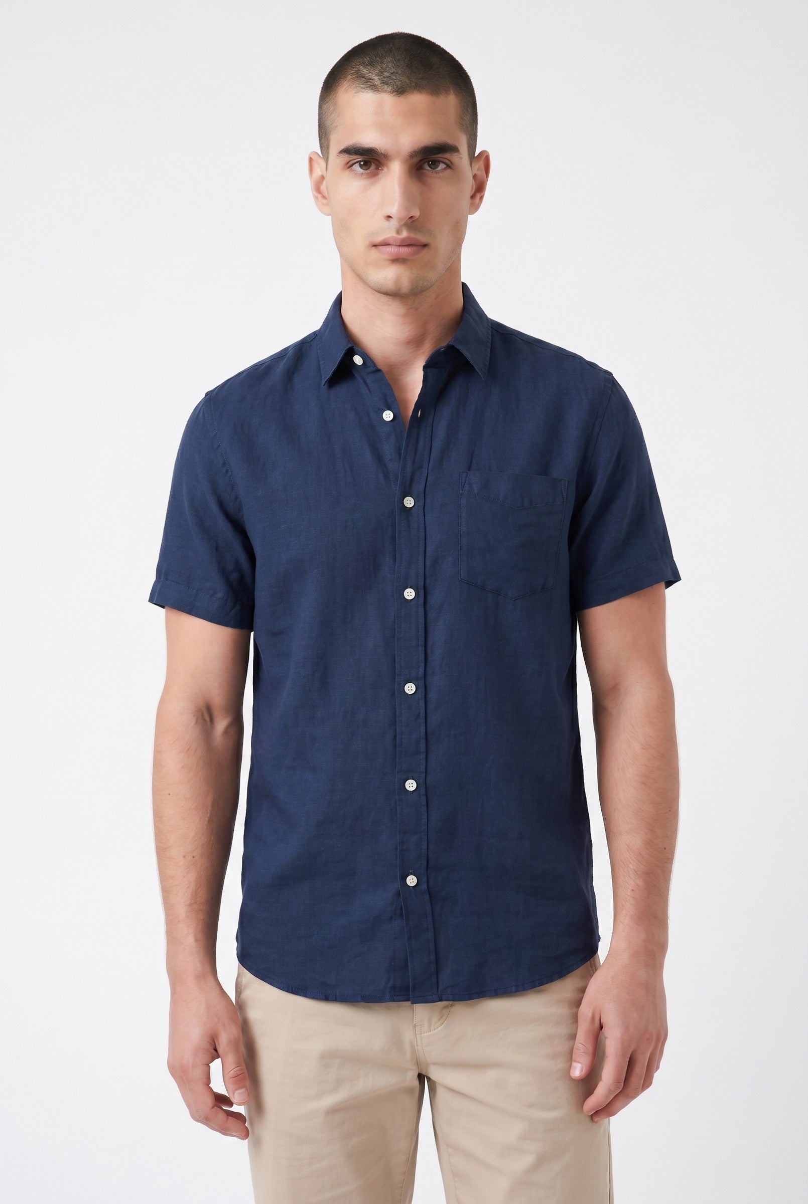 Men's Cotton Linen Short Sleeve Shirt | Blackstone London