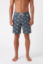 Men's Navy Shark Print Board Shorts | Blackstone London