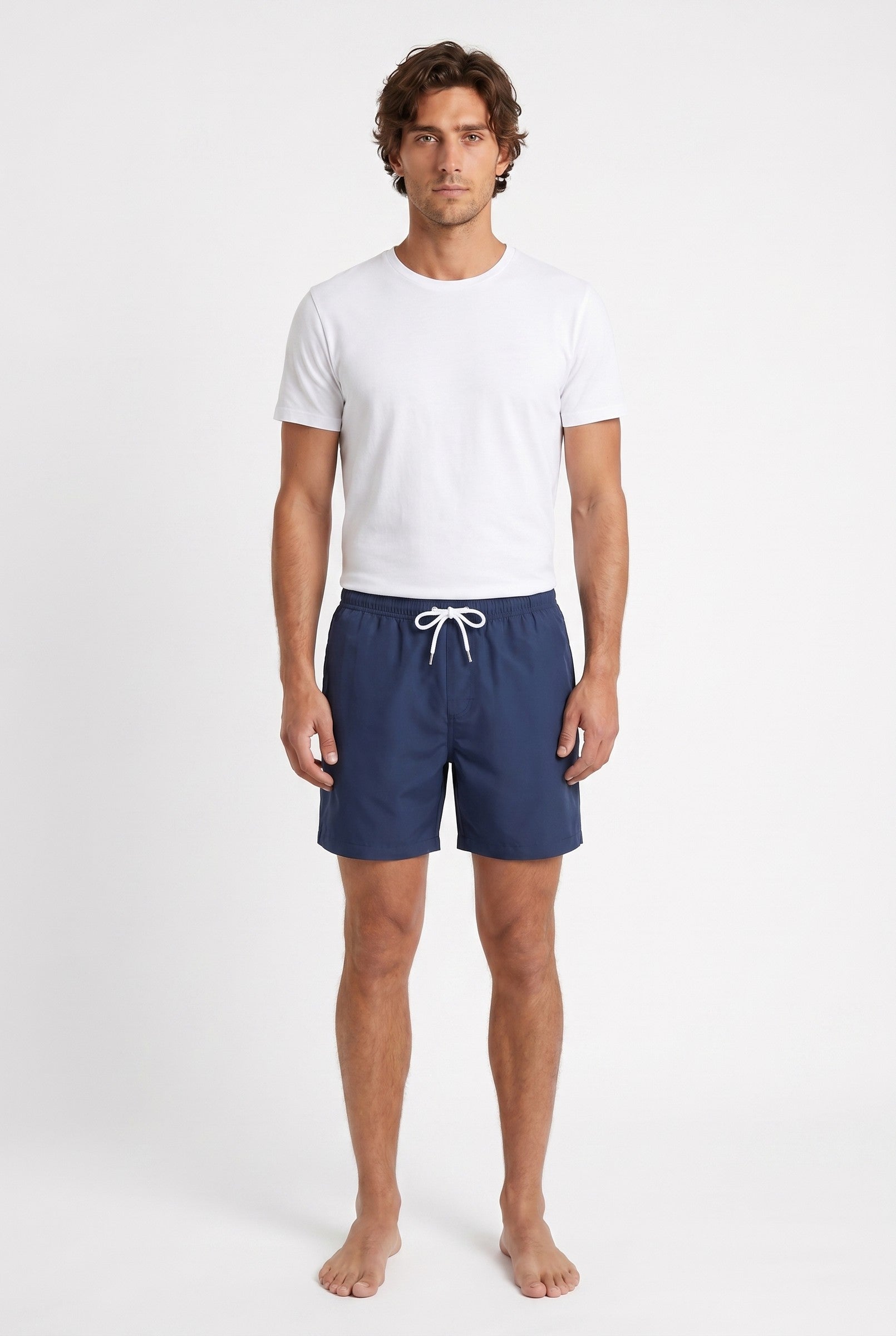 Men's Navy Cotton Stretch Swim Shorts | Blackstone London