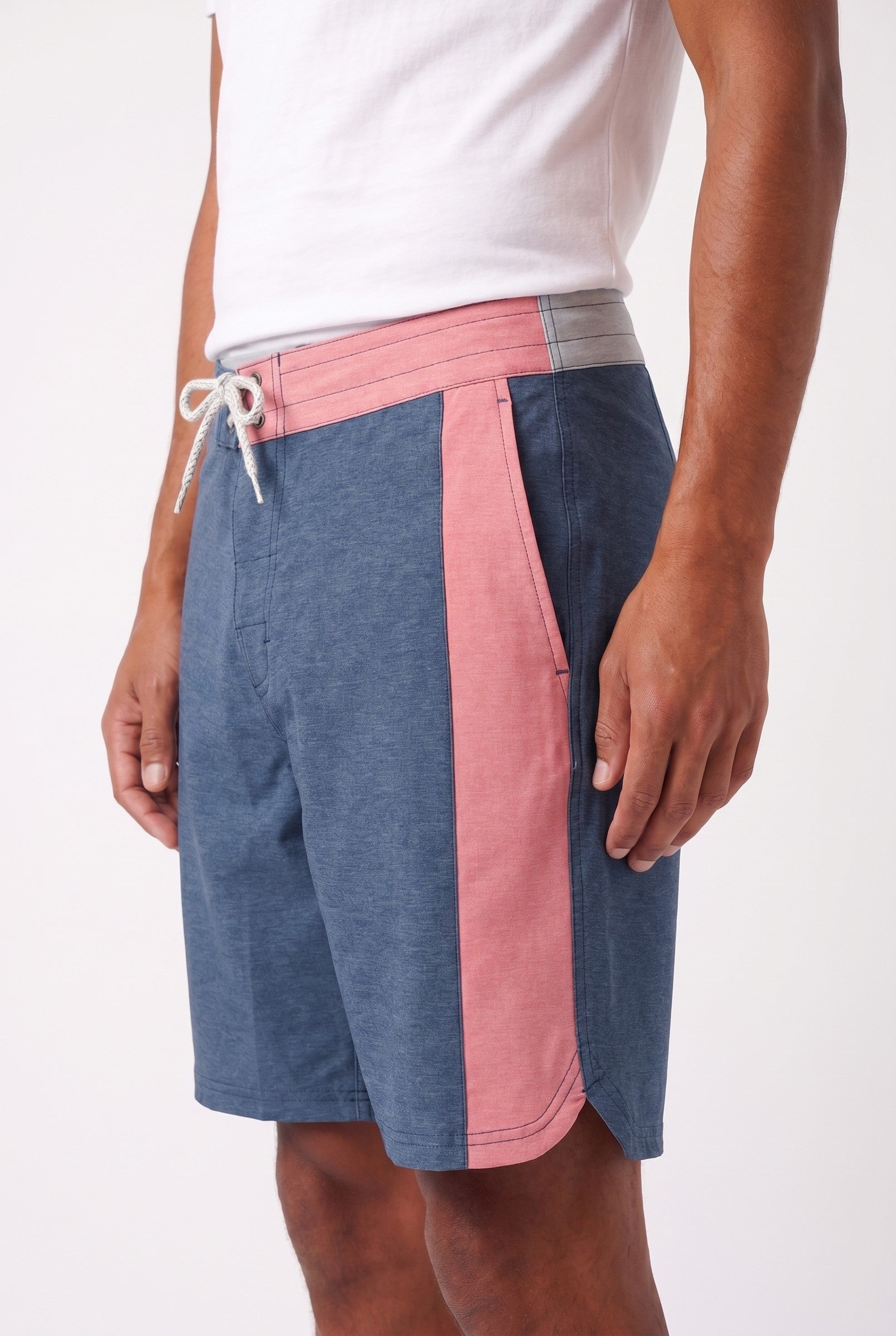 Men's Navy Coral Block Board Shorts | Blackstone London