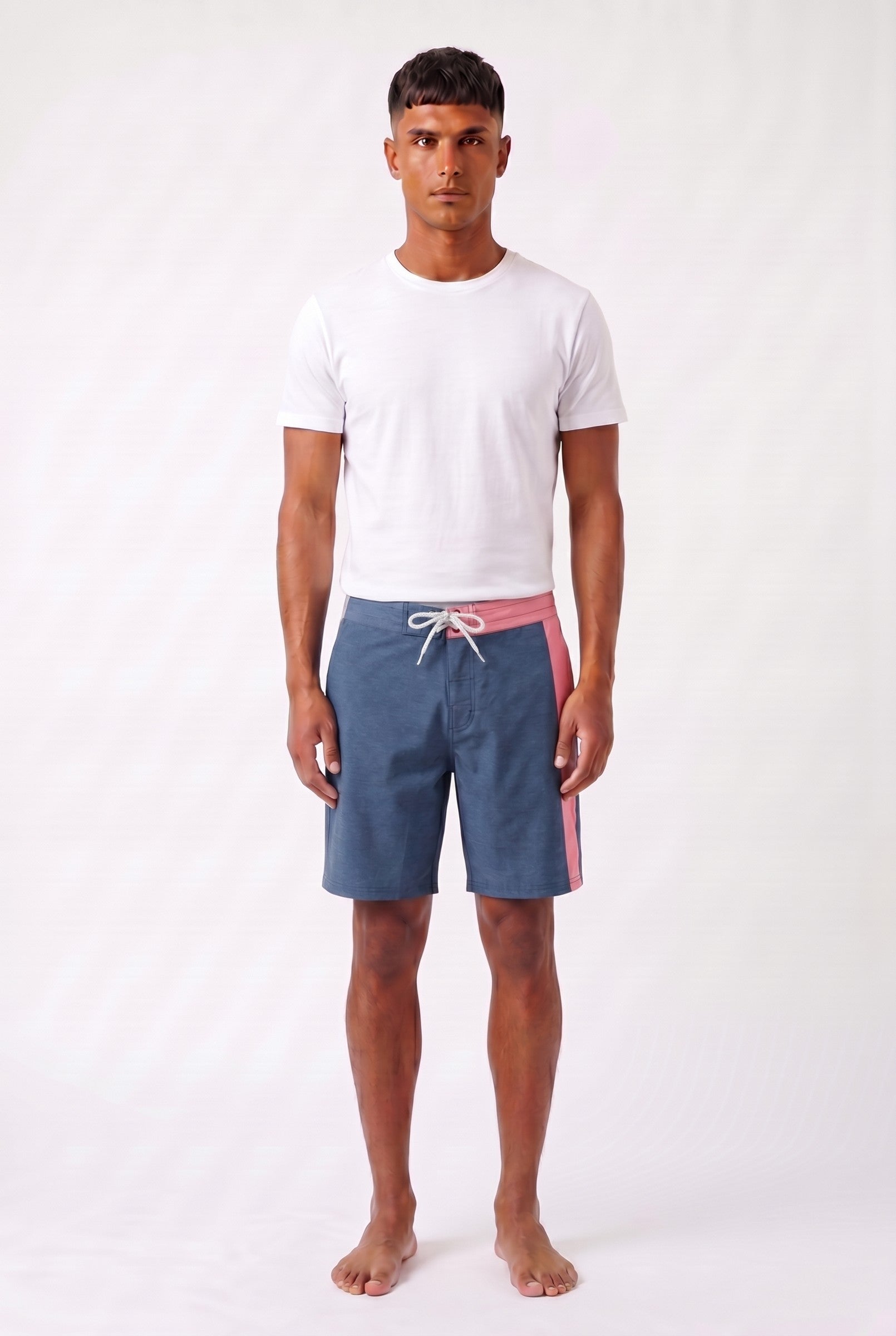Men's Navy Coral Block Board Shorts | Blackstone London
