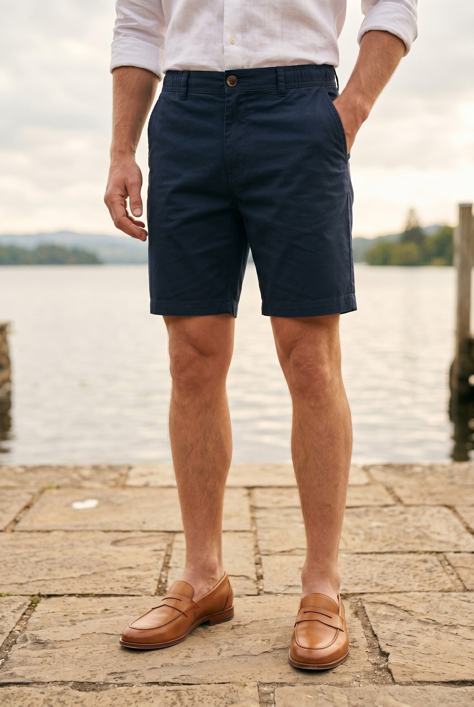 Men's Cotton Linen Chino Shorts | Blackstone London