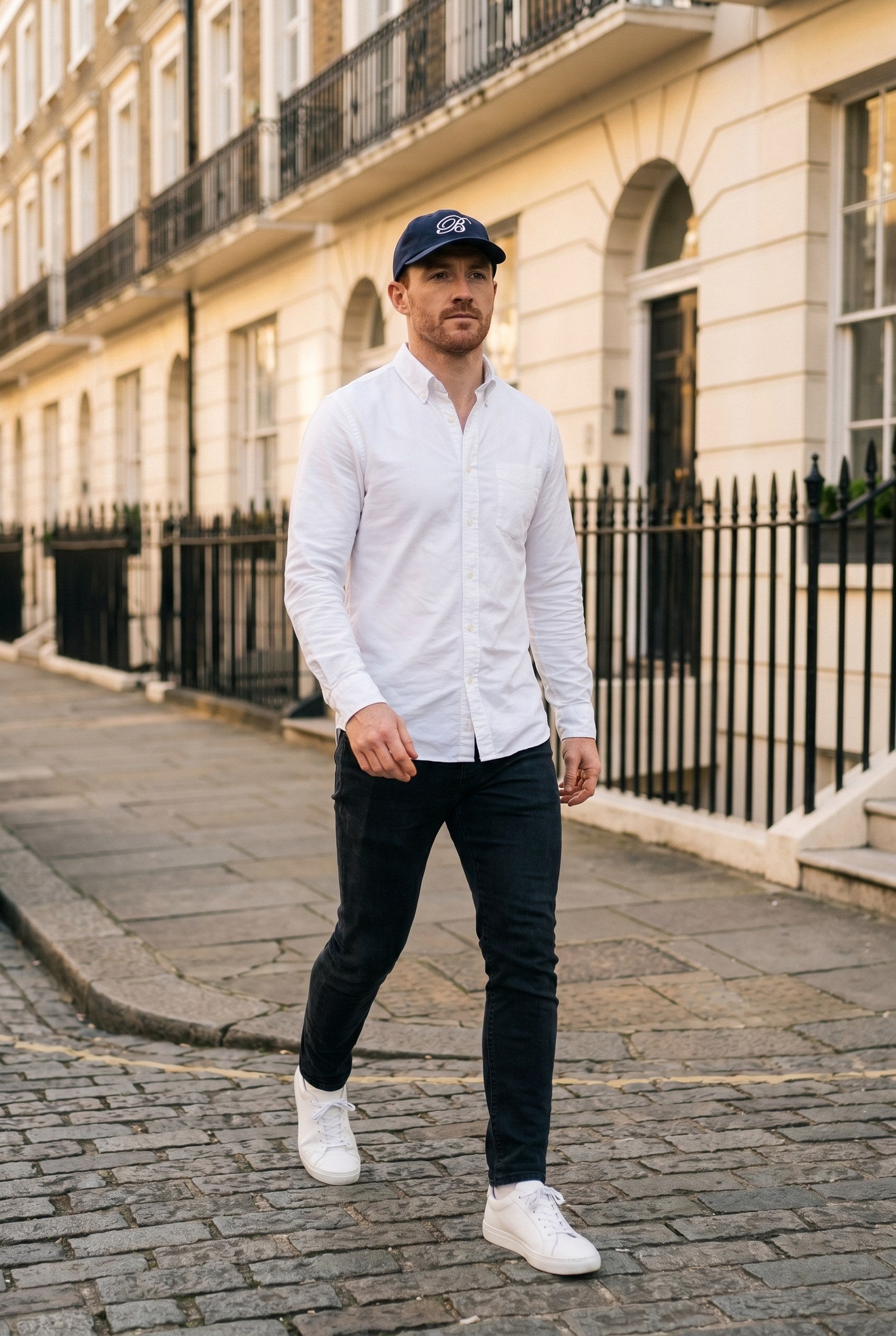 Men's Bound Script B Embroidered 6-Panel Cap | Blackstone London