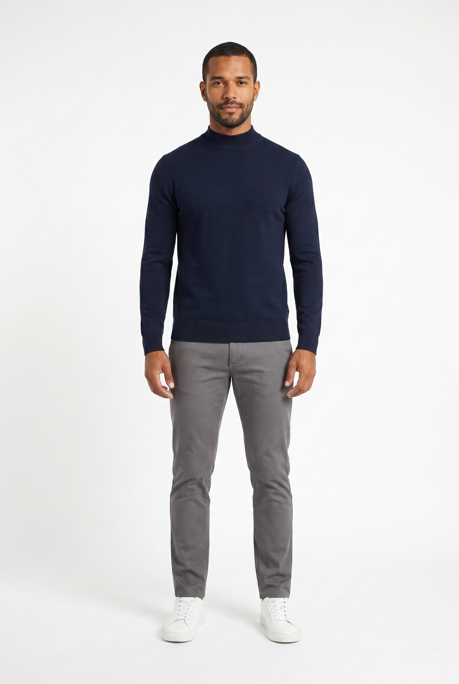Men's Ultra Fine Cotton Mock Neck Jumper | Blackstone London