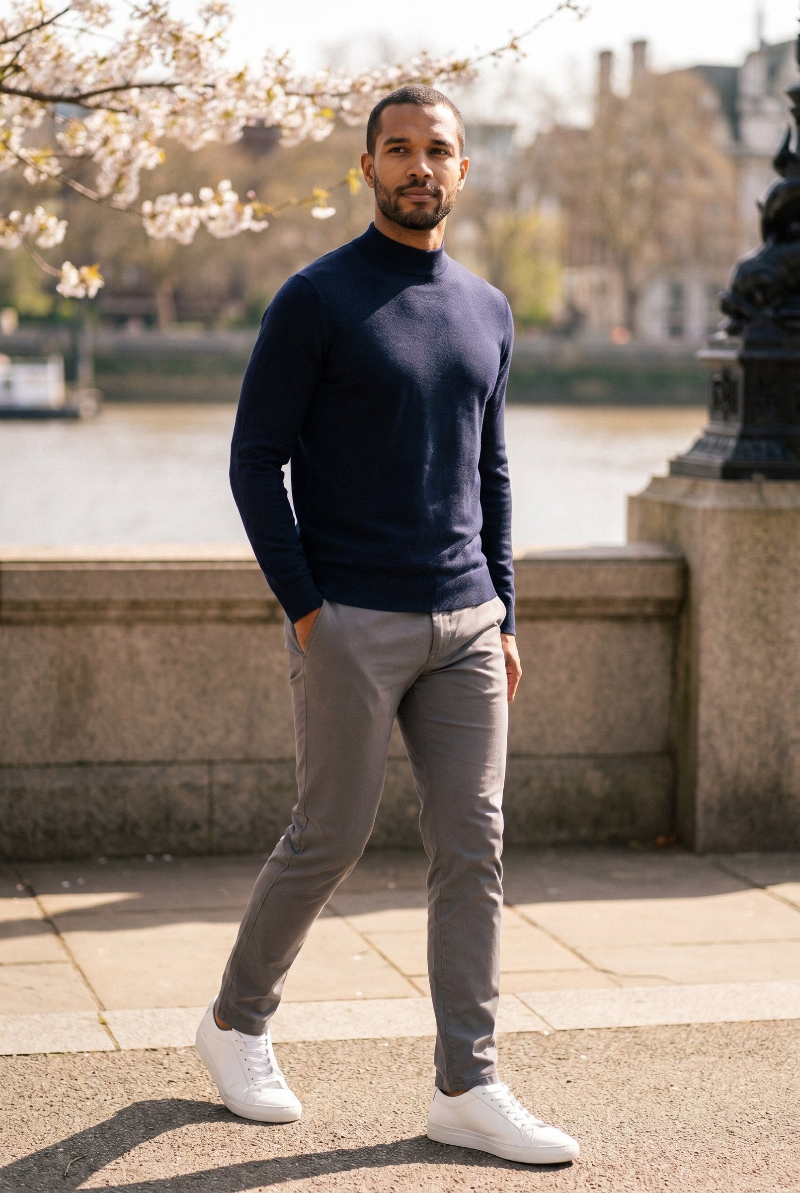 Men's Ultra Fine Cotton Mock Neck Jumper | Blackstone London
