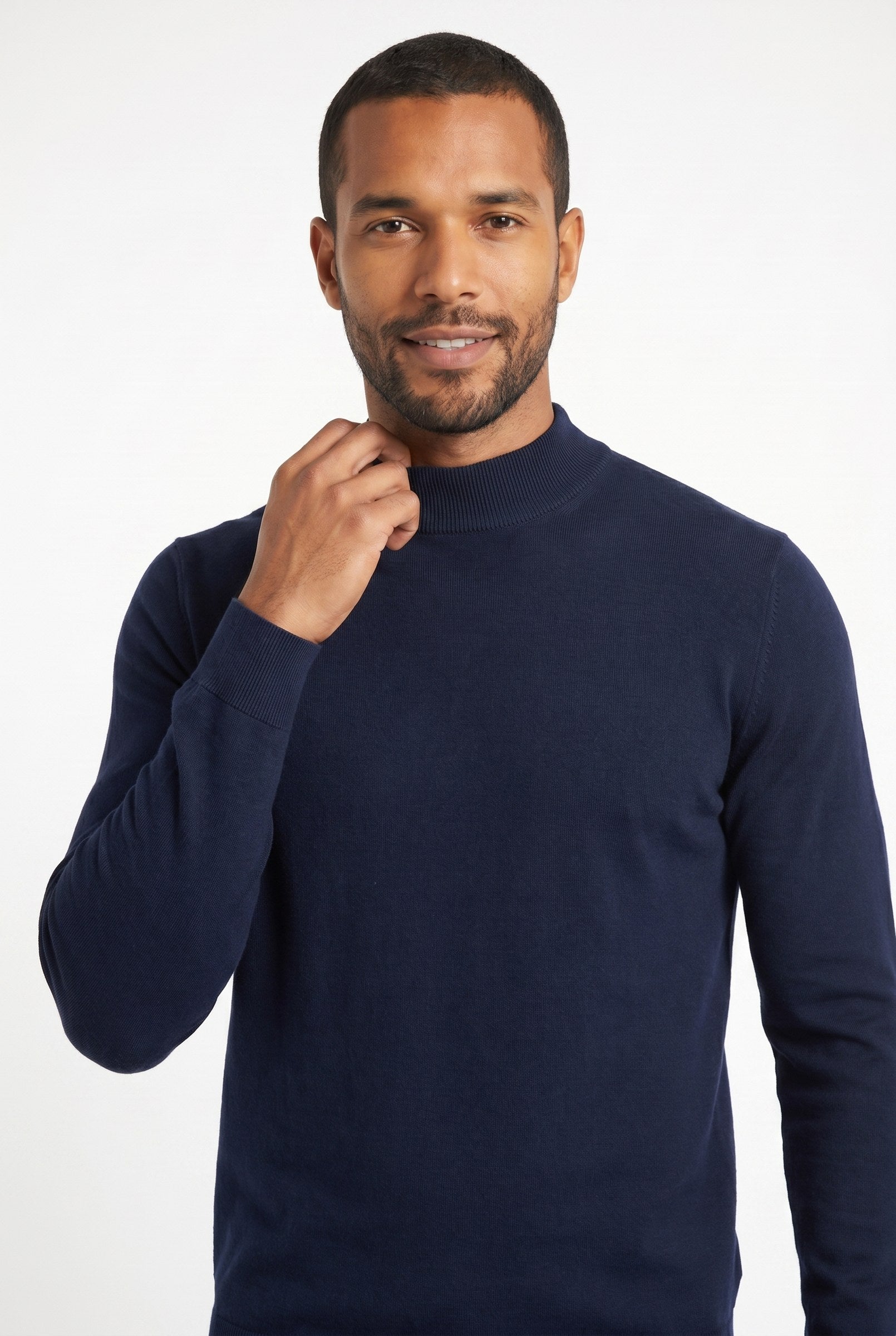 Men's Ultra Fine Cotton Mock Neck Jumper | Blackstone London