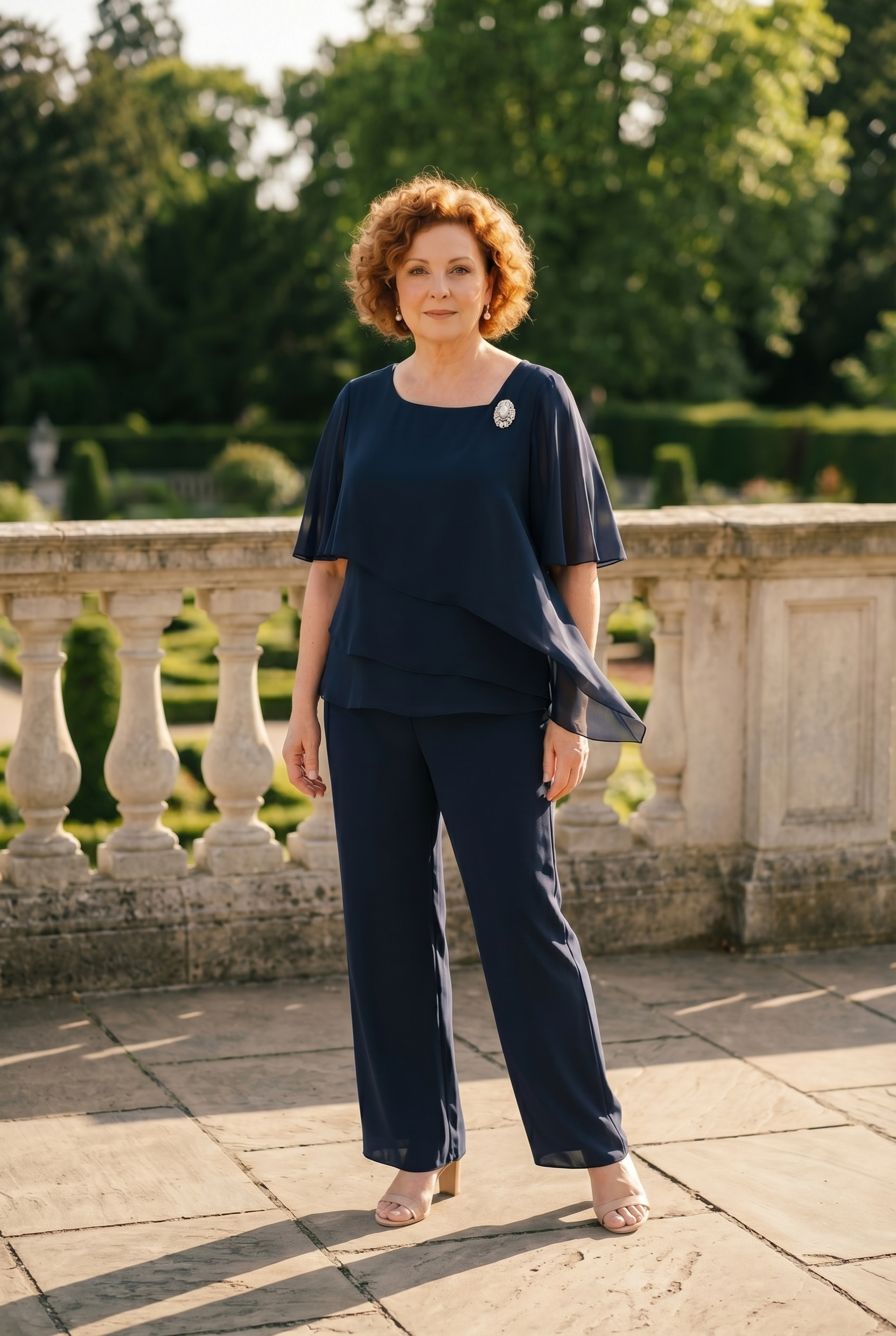 Women's Cape Sleeve Chiffon 2-Piece Set | Blackstone London