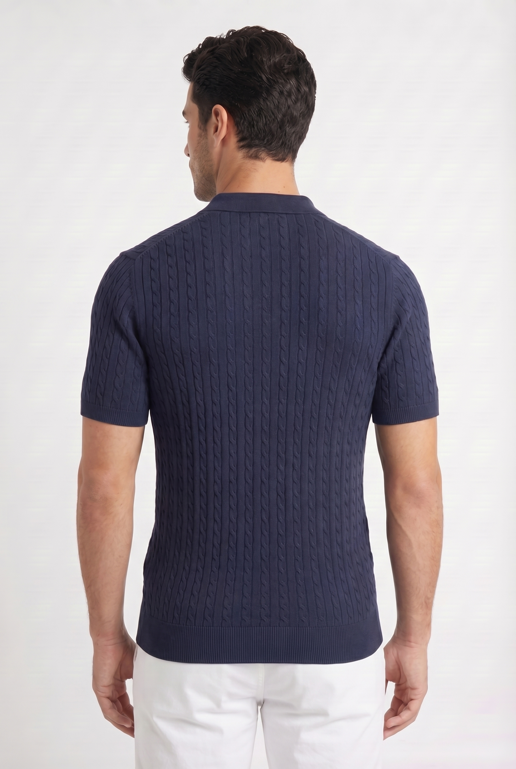 Men's Textured Knit Polo Shirt | Blackstone London