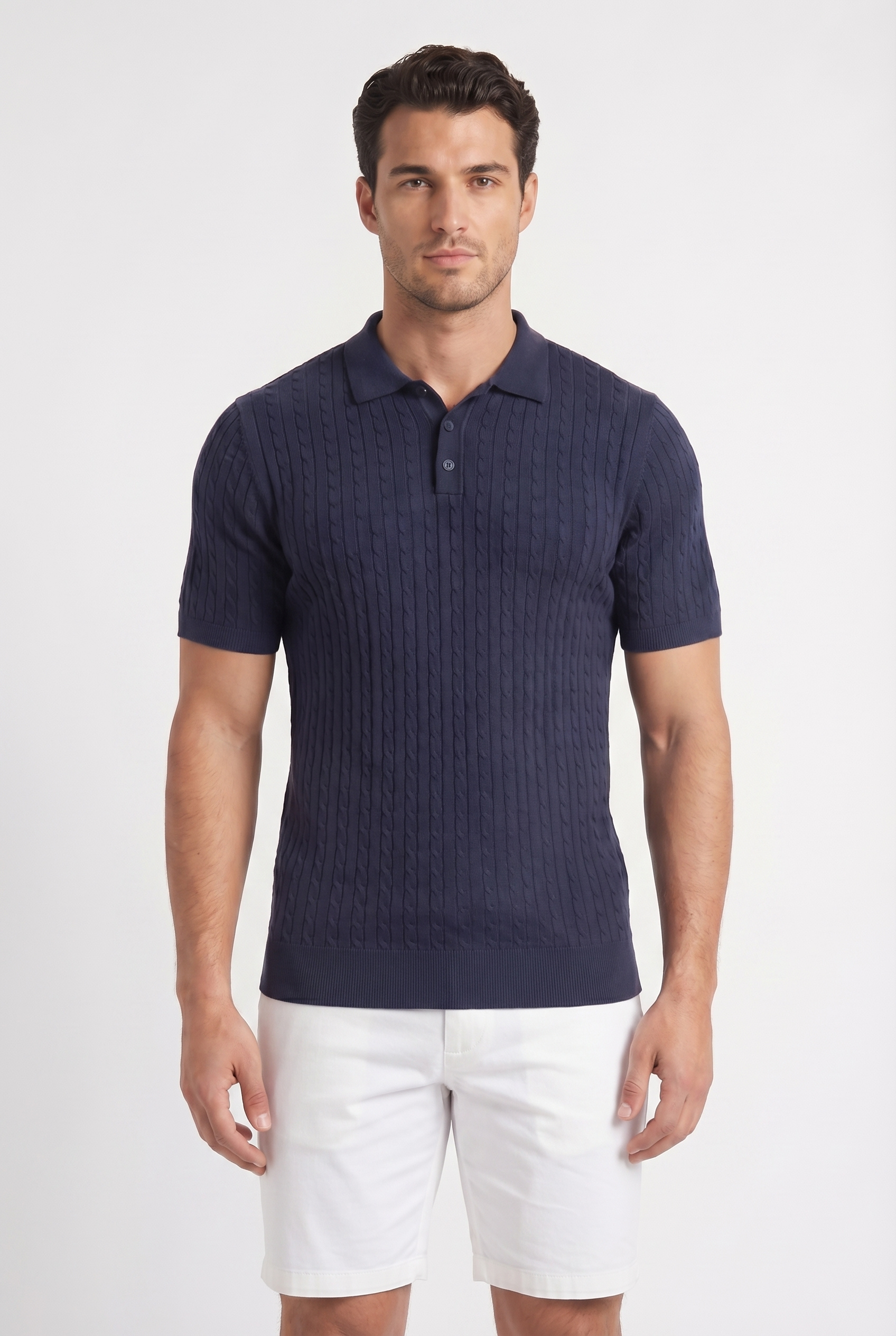 Men's Textured Knit Polo Shirt | Blackstone London