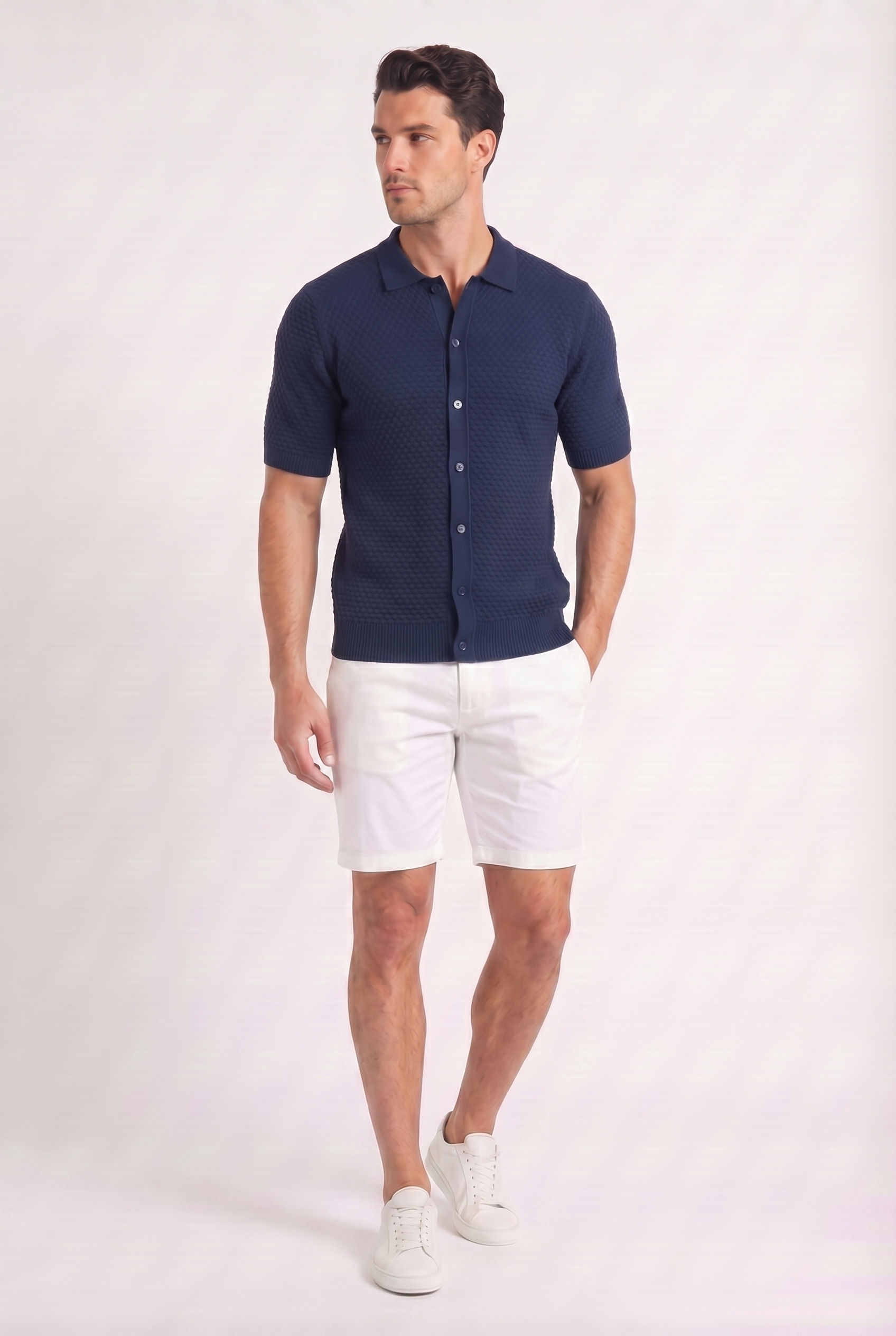 Men's Jacquard Knit Polo Shirt | Blackstone London