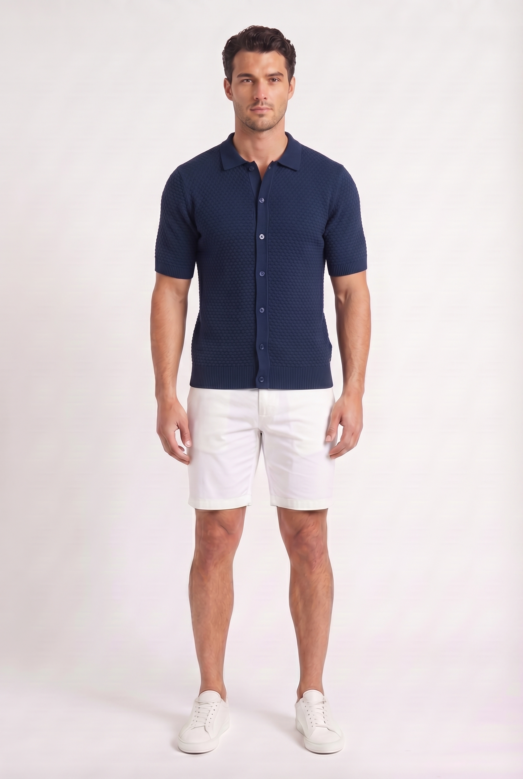 Men's Jacquard Knit Polo Shirt | Blackstone London