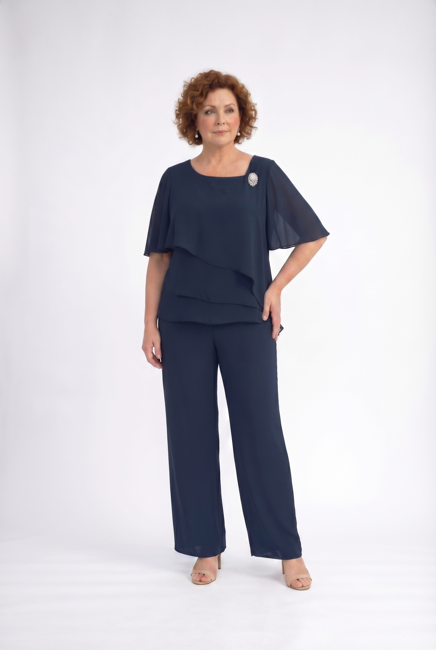 Women's Cape Sleeve Chiffon 2-Piece Set | Blackstone London