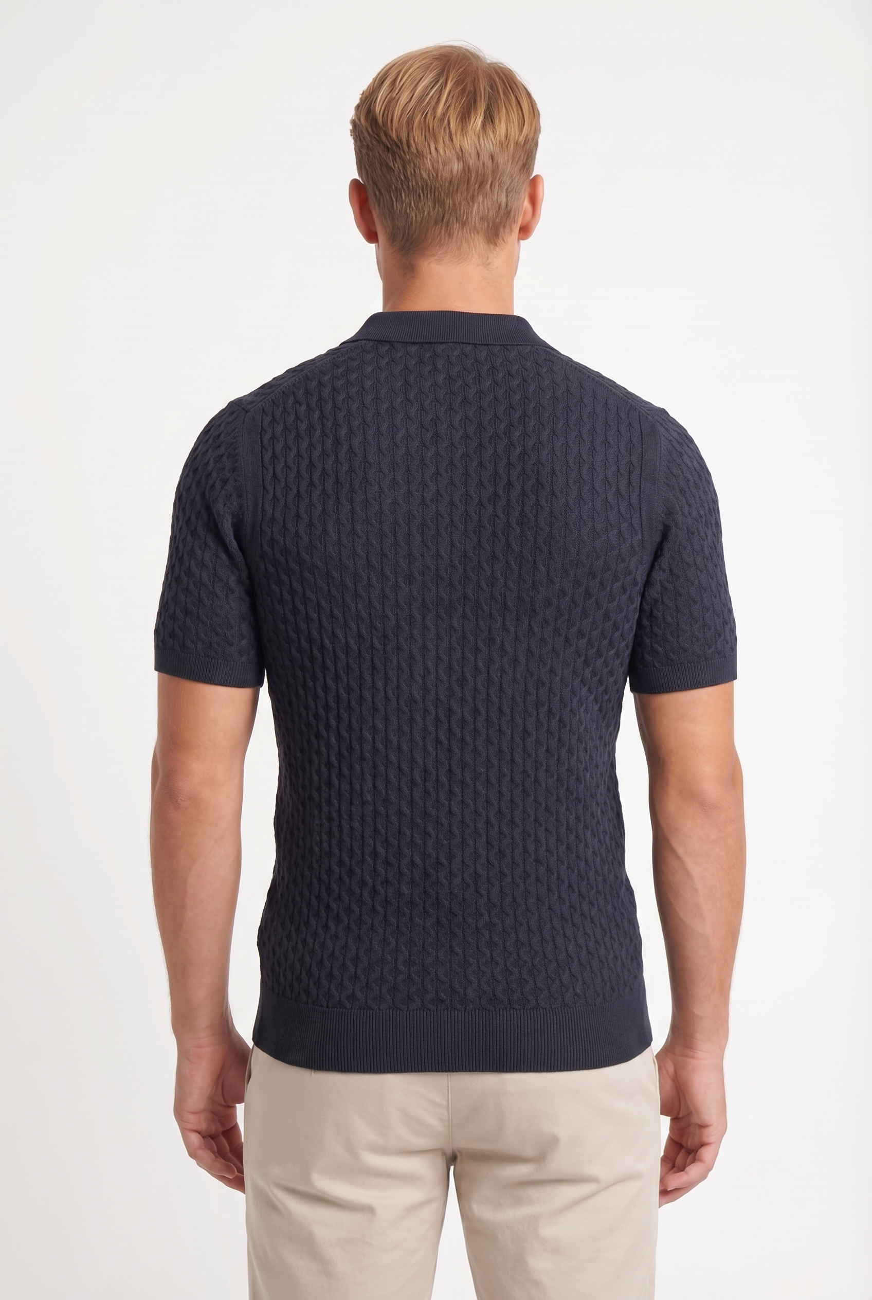 Men's Textured Knit Polo Shirt | Blackstone London