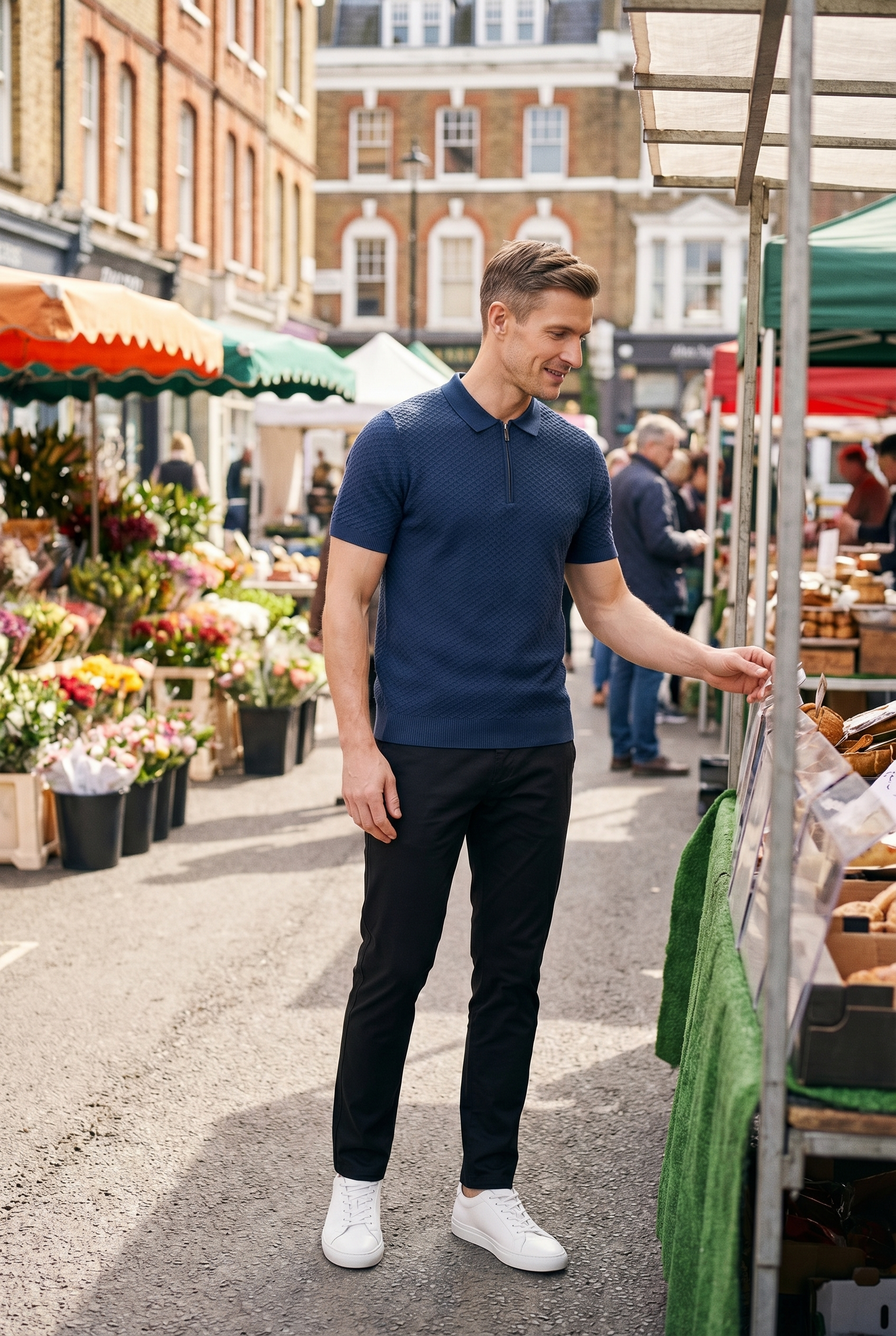 Men's Half Zip Knit Polo Shirt | Blackstone London