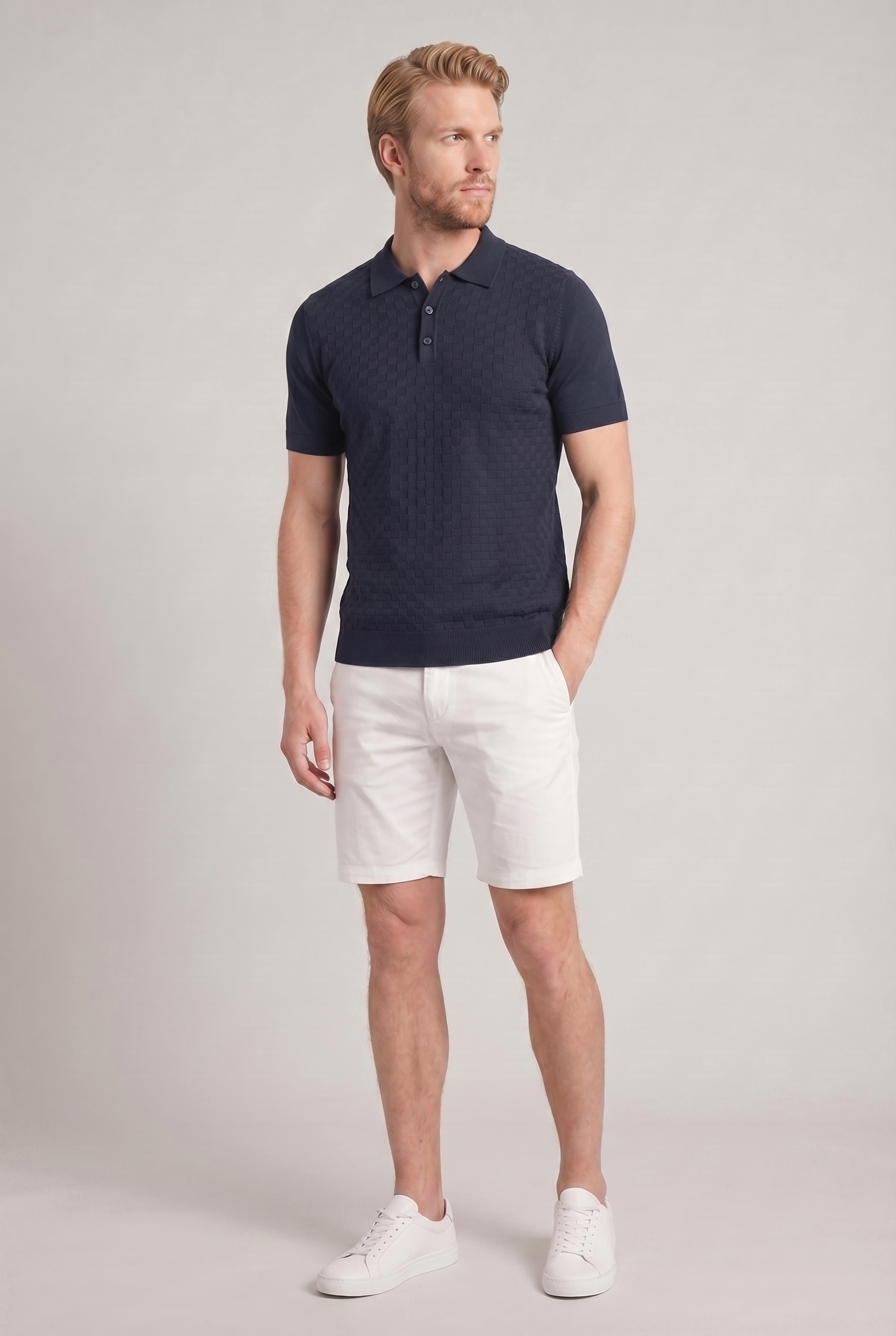 Men's Waffle Knit Polo Shirt | Blackstone London