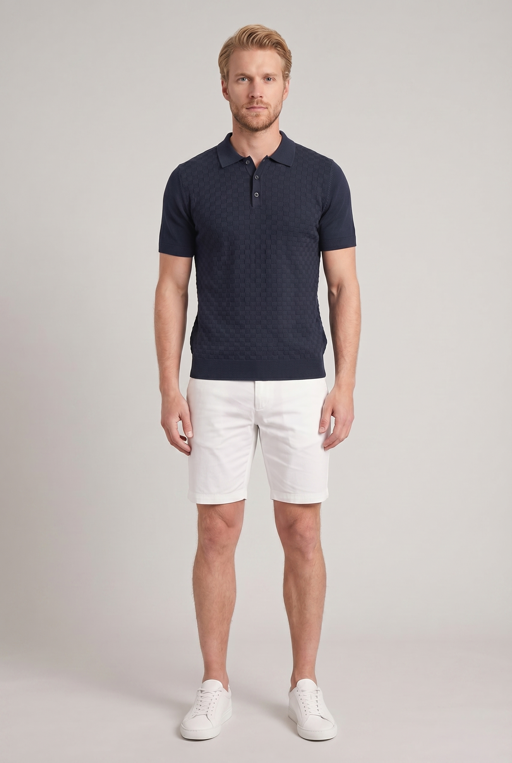 Men's Waffle Knit Polo Shirt | Blackstone London