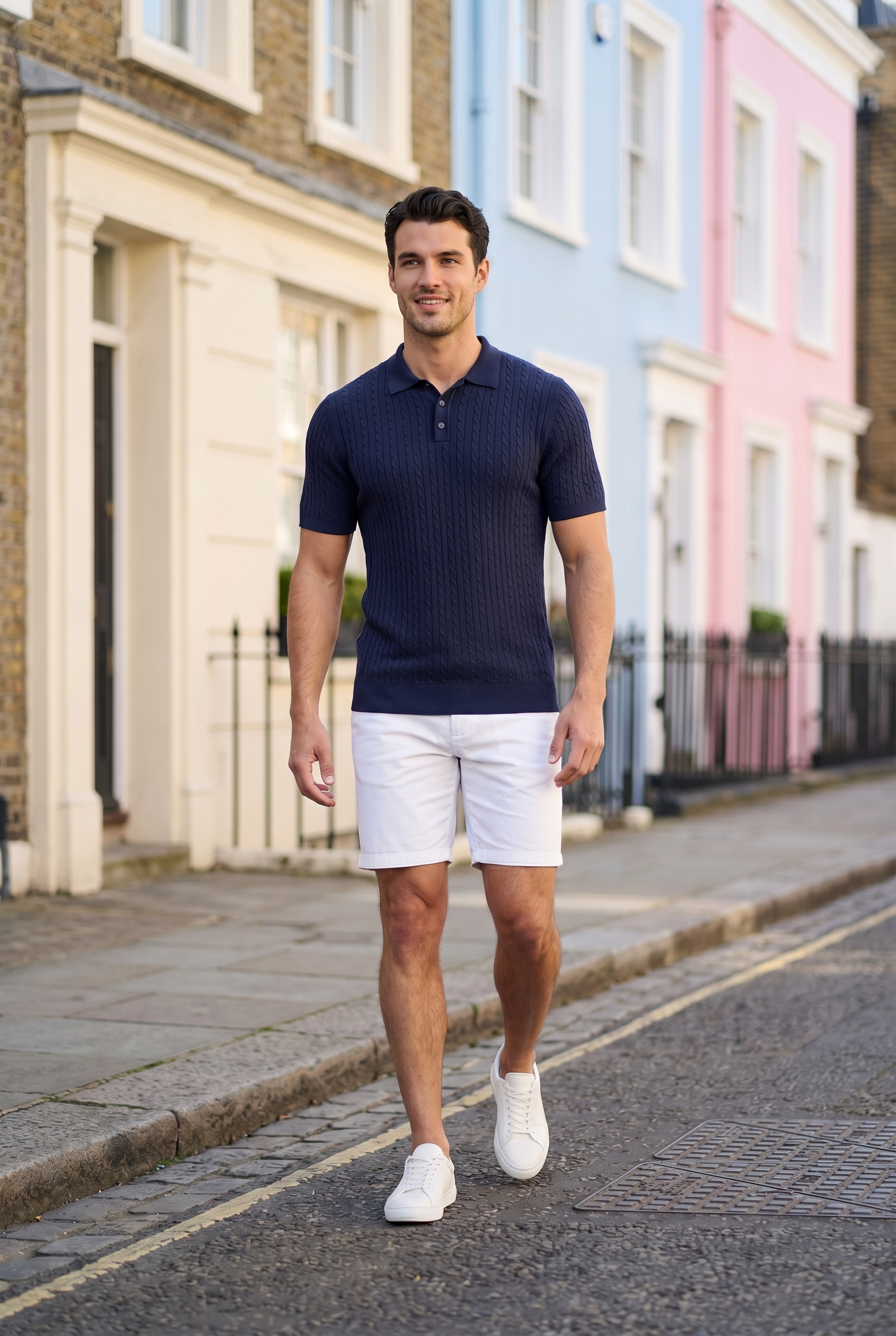 Men's Textured Knit Polo Shirt | Blackstone London