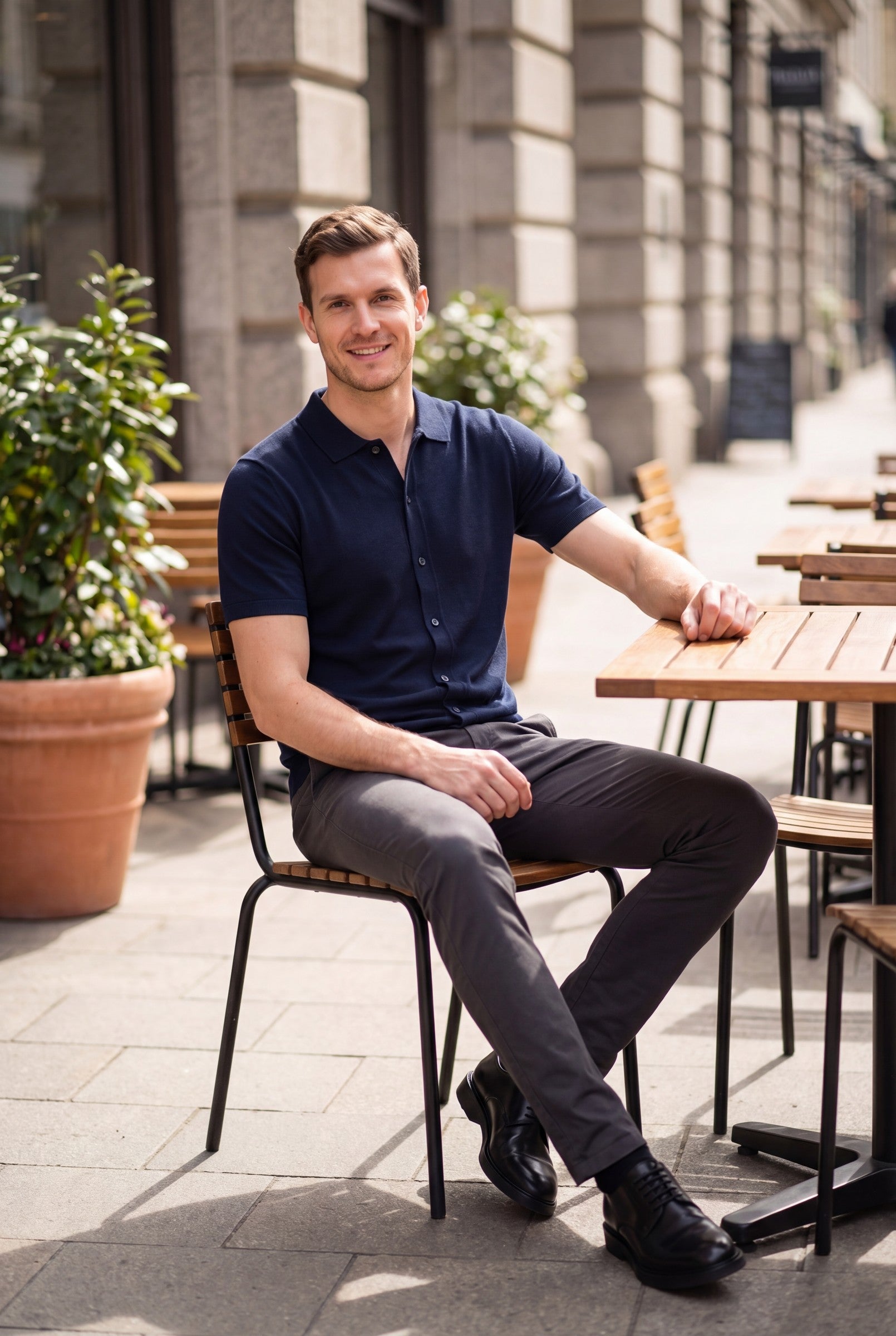 Men's Knitted Button-Up Polo Shirt | Blackstone London