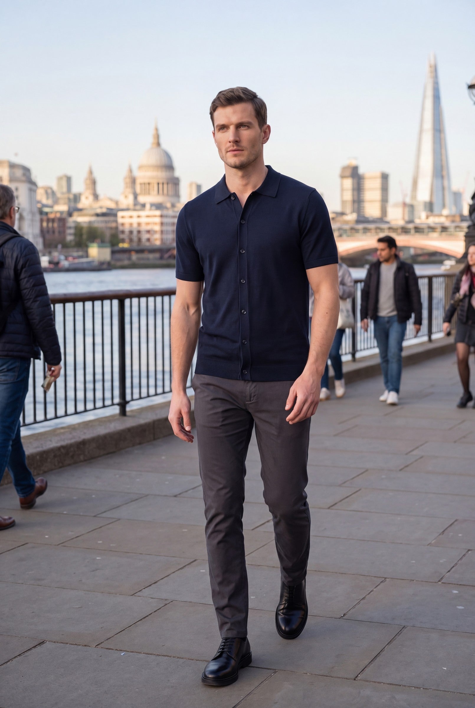 Men's Knitted Button-Up Polo Shirt | Blackstone London
