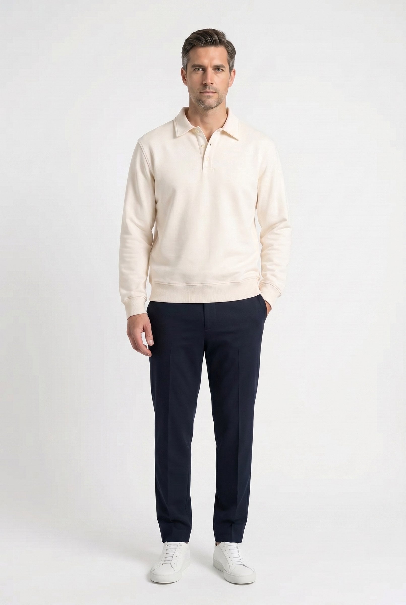 Men's Long Sleeve Knit Polo Shirt | Blackstone London